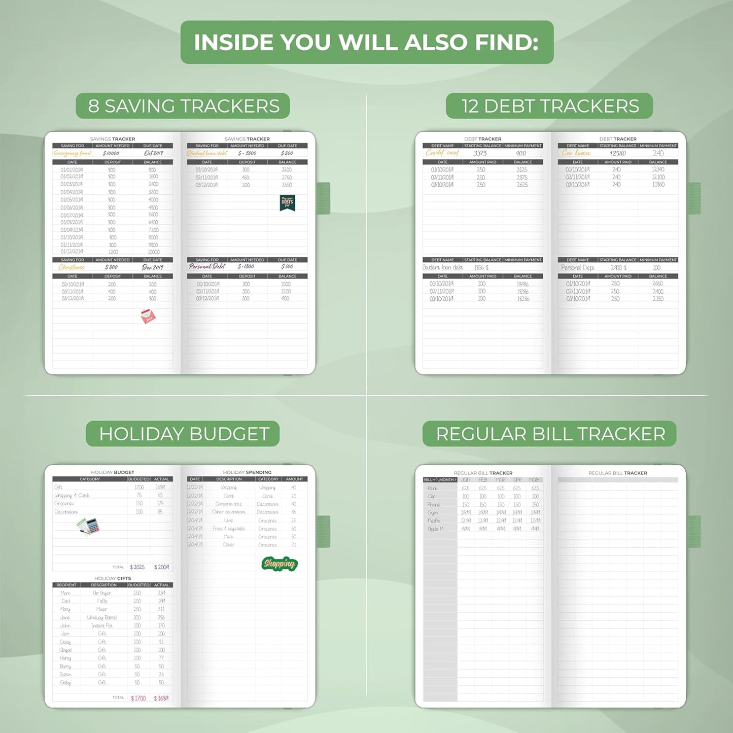 Clever Fox Budget Planner Pocket – Mini Expense Tracker Notebook. Monthly Budgeting Organizer, Finance Logbook & Accounts Book, Small (Mint Green)