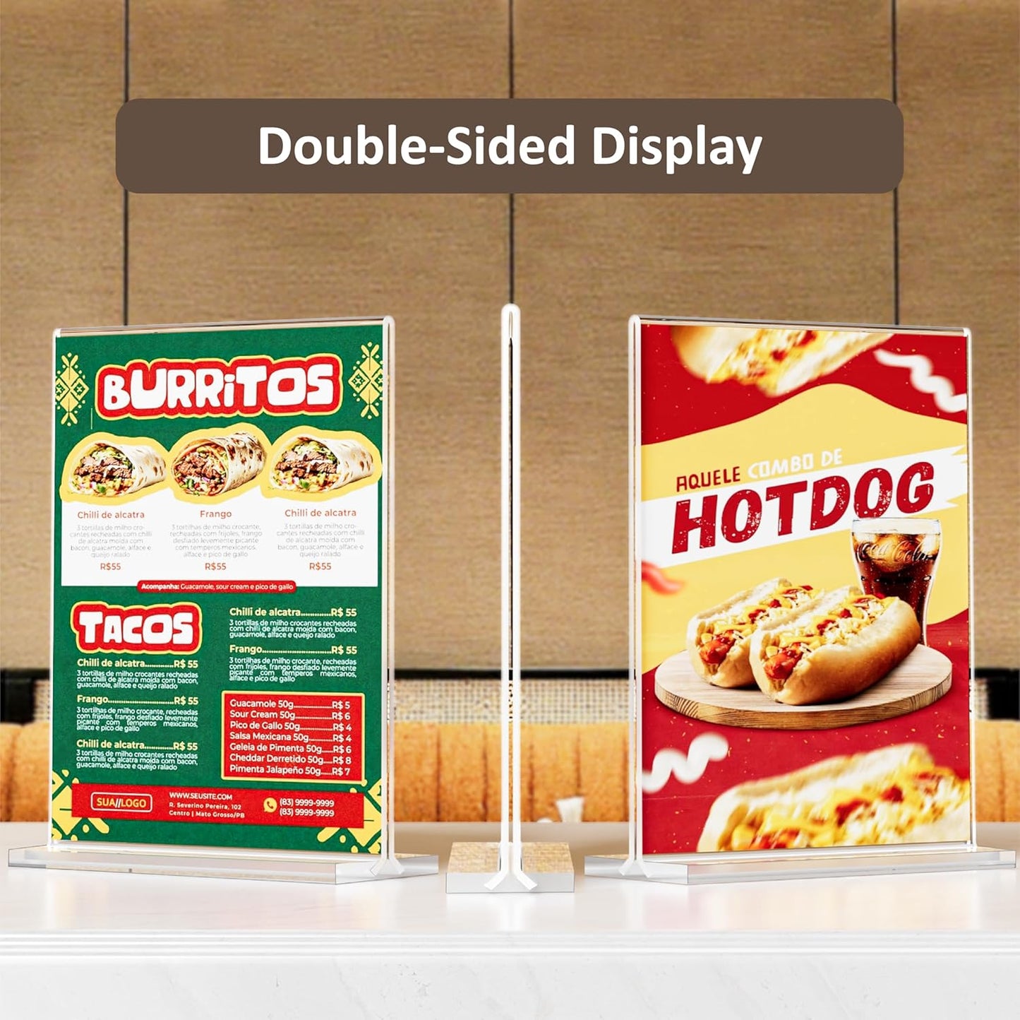 8.5x11 Acrylic Sign Holder 18 Pack, Vertical Double-Sided Display Standing, Clear Plastic Sign Holder Paper Flyer Menu Brochure Holders 8.5x11 inches for Restaurants, Office, Store