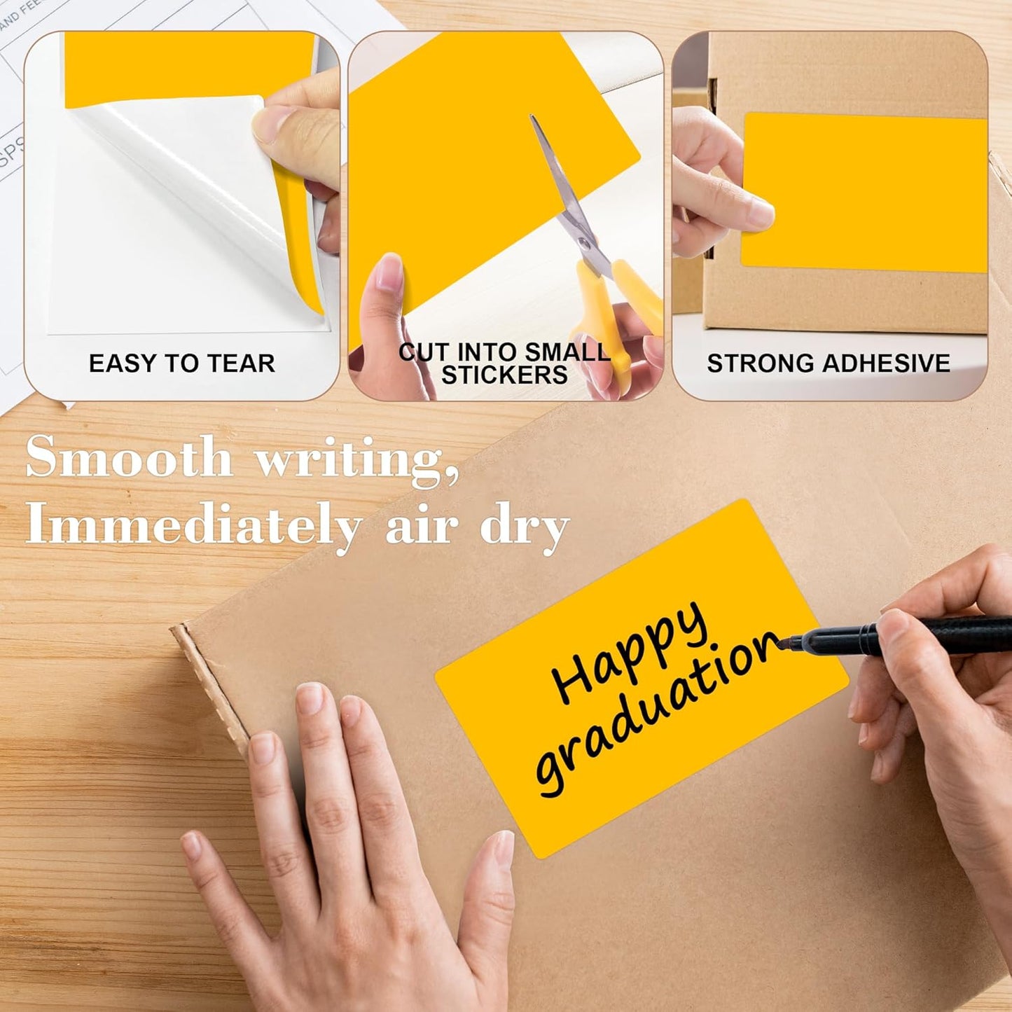 PARLAIM 3x5 inch Rectangle Color Code Stickers, 1000PCS 4 Rolls Square Adhesive Inventory Label, Fluorescent Orange