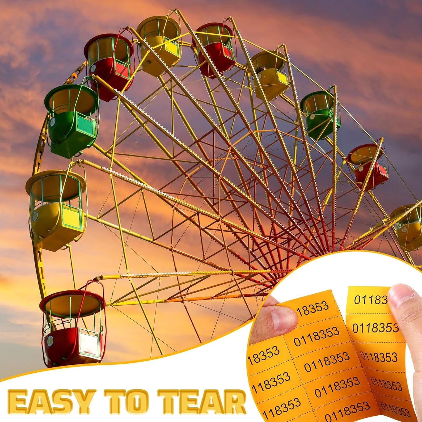 Kosiz 2000 Sheets Raffle Ticket 25 Bid Chinese Auction Tickets Tricky Tray Basket Raffle Sheets for Back to School Class Rewards Carnival Door Prizes Events(Multicolor)