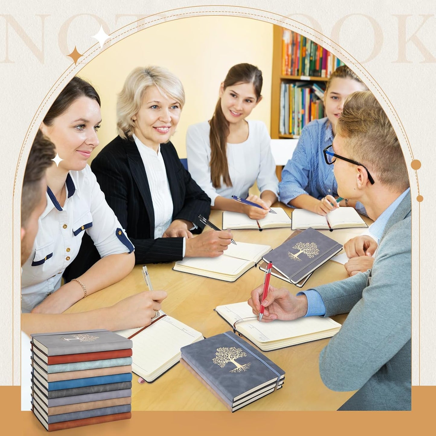 10 Pack Lined Journal Notebook A5 Leather Hardcover Journals for Writing 200 Pages 10 Colors Notepad for Travel Work School Office Business Note Taking Diary 5.7" x 8.3" (Retro Color)