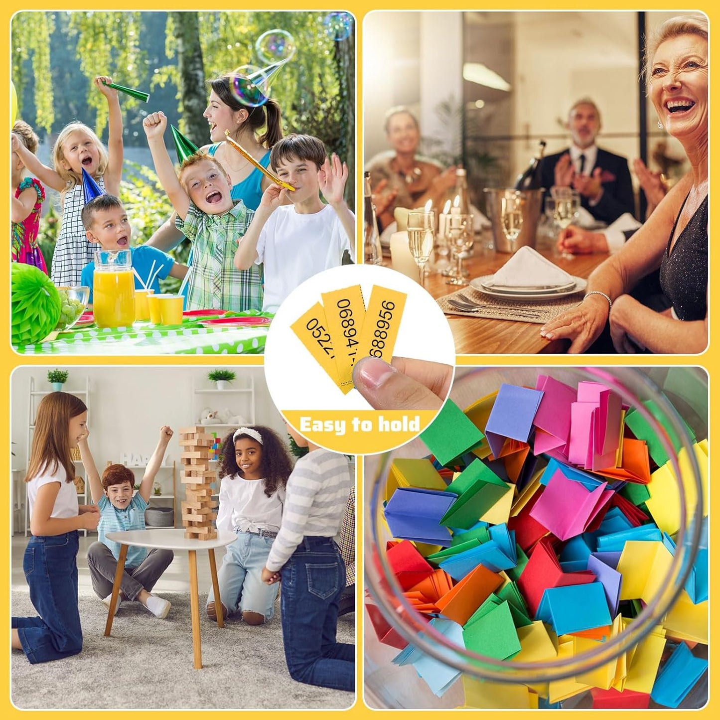 Kosiz 2000 Sheets Raffle Ticket 25 Bid Chinese Auction Tickets Tricky Tray Basket Raffle Sheets for Back to School Class Rewards Carnival Door Prizes Events(Dark Yellow)