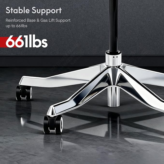 FLEXISPOT ErgoX Max Ergonomic Office Chair Black - Aluminum Alloy Frame & Base, 661 lb Capacity, 5D Armrests, 4D Adaptive Lumbar & 4D Headrest