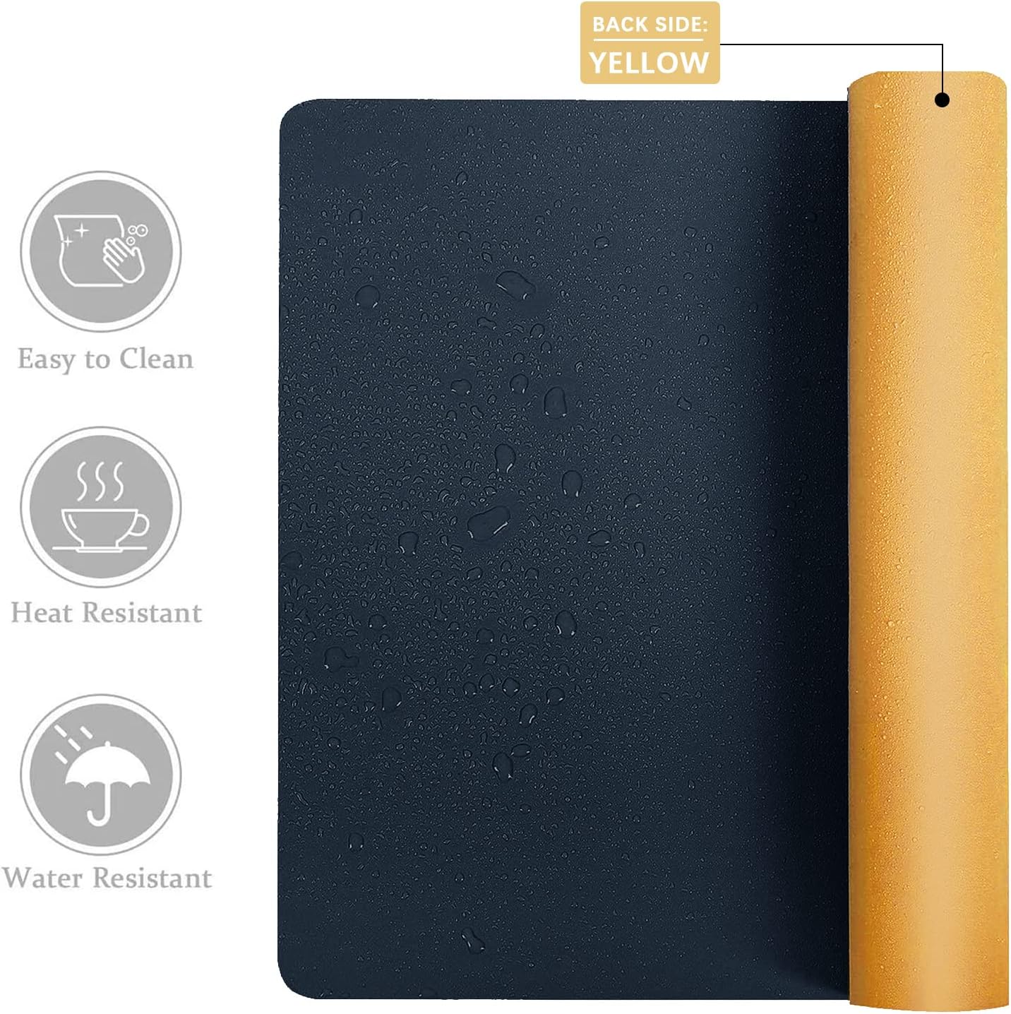 Aothia Double-Sided PU Leather Desk Pad - Non-Slip Large Mouse Pad & Desk Mat for Office, Home - Waterproof, Easy to Clean, Durable Dual-Sided Surface(Dark Blue,36" x 17")