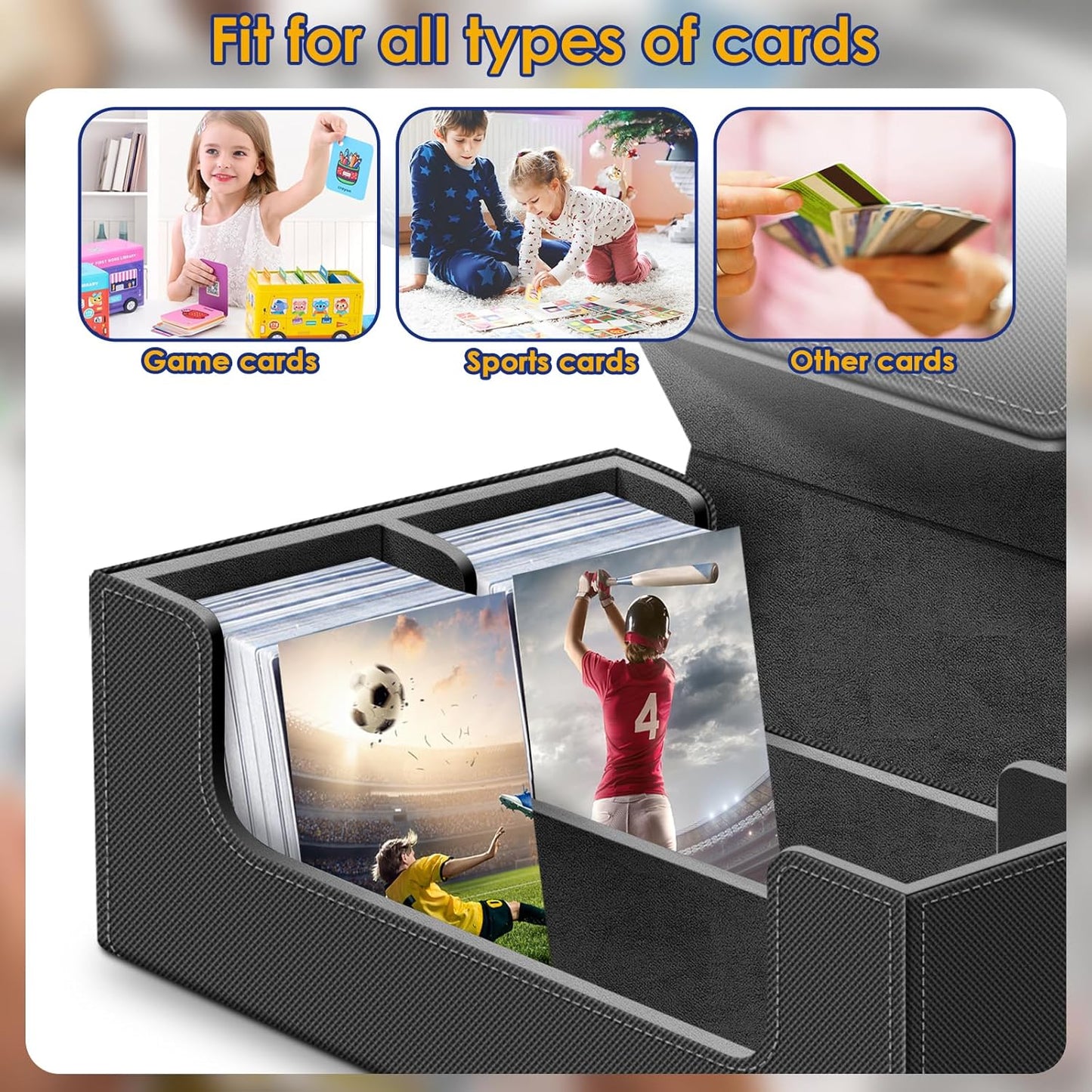1200+ Card Deck Case for Trading Cards, Leather Commander Card Storage Box Magnetic Card Holder Fit for MTG TCG and Sport Cards