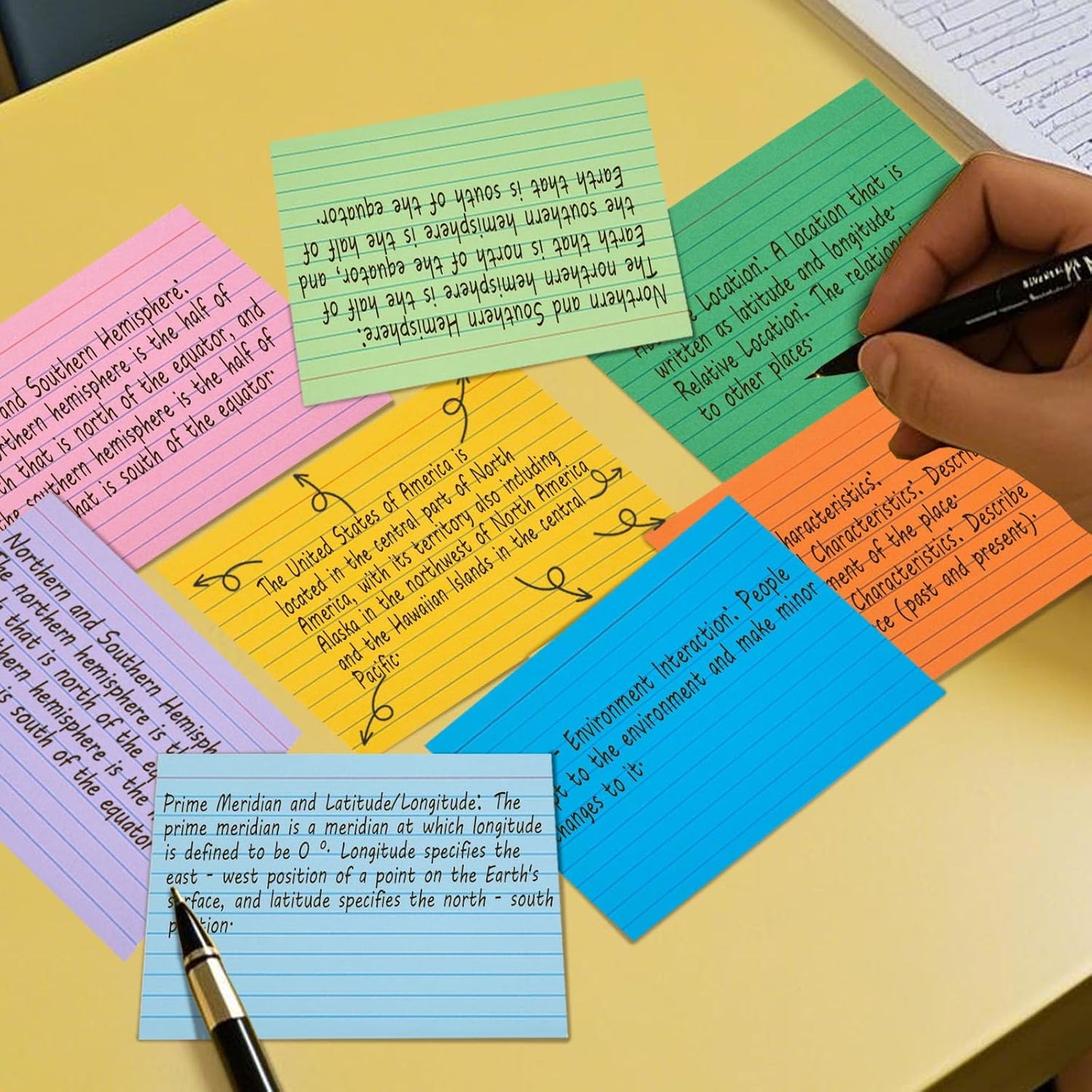 Koogel 4x6 Index Cards, 180 Count, Colored Large Index Card Lined Ruled both Side for Back to School, Heavy Notecard Flashcard for Studying School College Office Supplies, 9 Assorted Colors