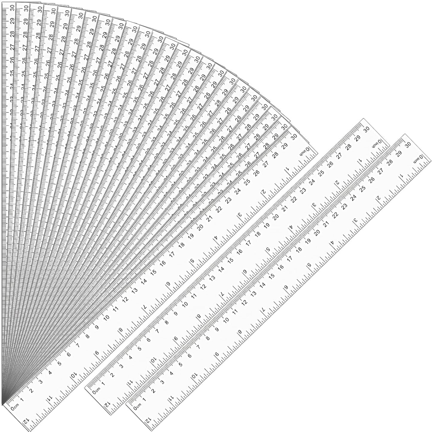 32 Pack Clear Ruler 12 Inch Bulk with Centimeters and Millimeters, Metric Rulers Measuring Drawing Tool for Kids, Ideal Back to School Office Home Supplies
