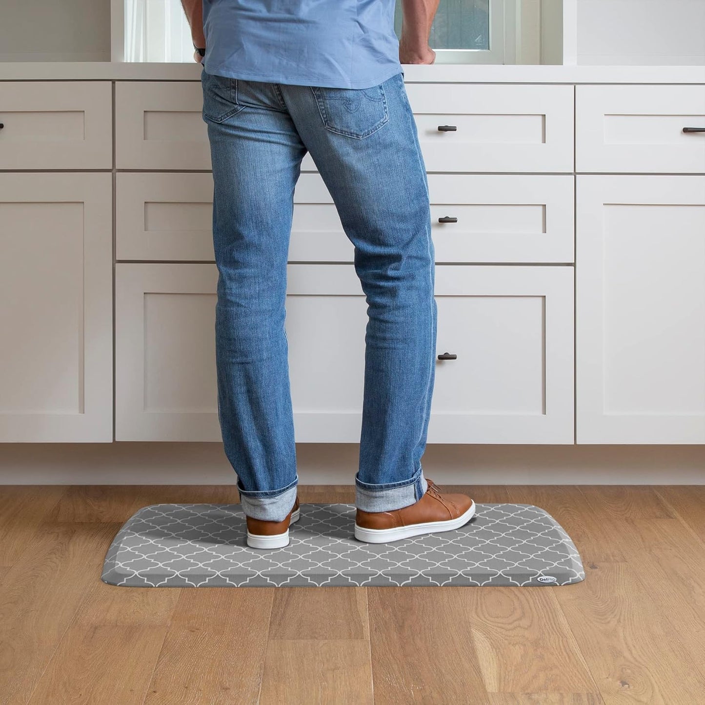 GelPro Elite Premier Anti-Fatigue Kitchen Comfort Floor Mat, 20x36", Trellis Classic Grey