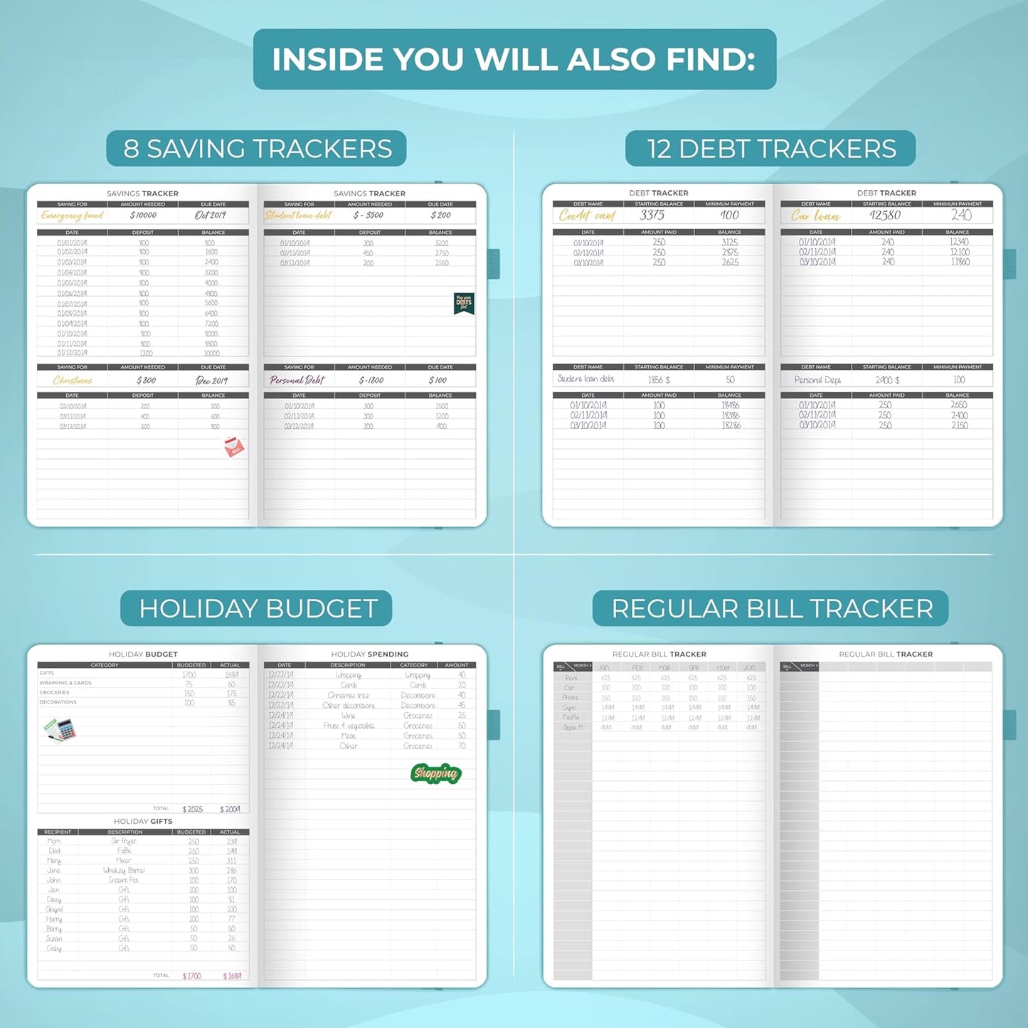 Clever Fox Budget Planner - Expense Tracker Notebook. Monthly Budgeting Organizer, Finance Logbook & Accounts Book, Bill Tracker, A5 (Teal)