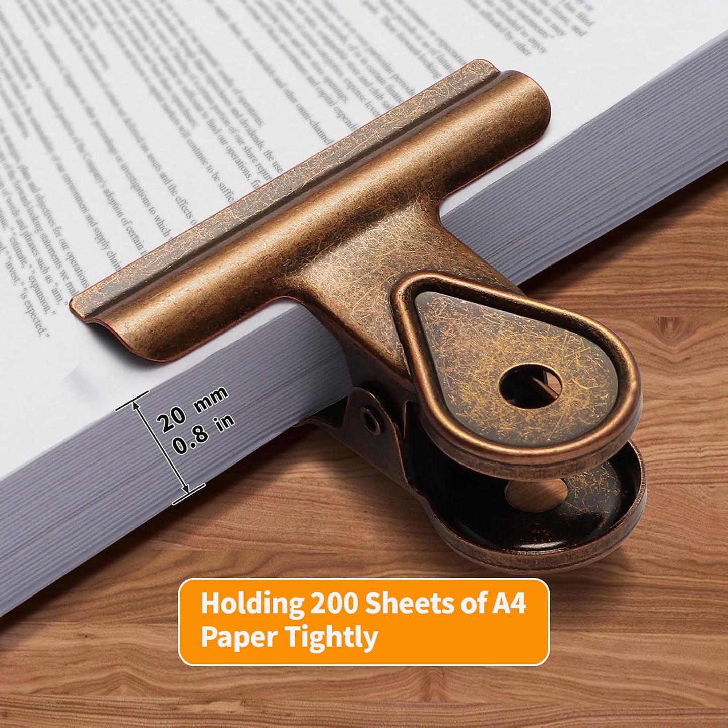 SIAMESE Bulldog Clips, 4 Pcs Binder Clips for Office & Kitchen, Multi-Purpose Binder and Food Bag Clamps for Sealing, Storage, Hanging (Red Bronze)