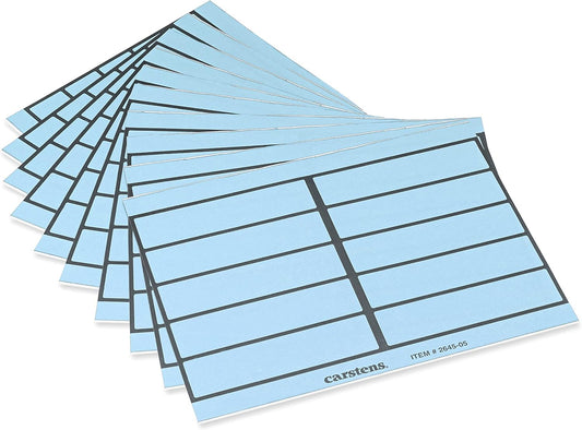 Carstens Adhesive Binder Labels, 5 3/8” x 1 3/8”, Stickers for 1.5” – 4” Ring Binder Spines, Inkjet and Laser Printer Compatible, Blue, 20 Sheets, 10 Labels Per Sheet