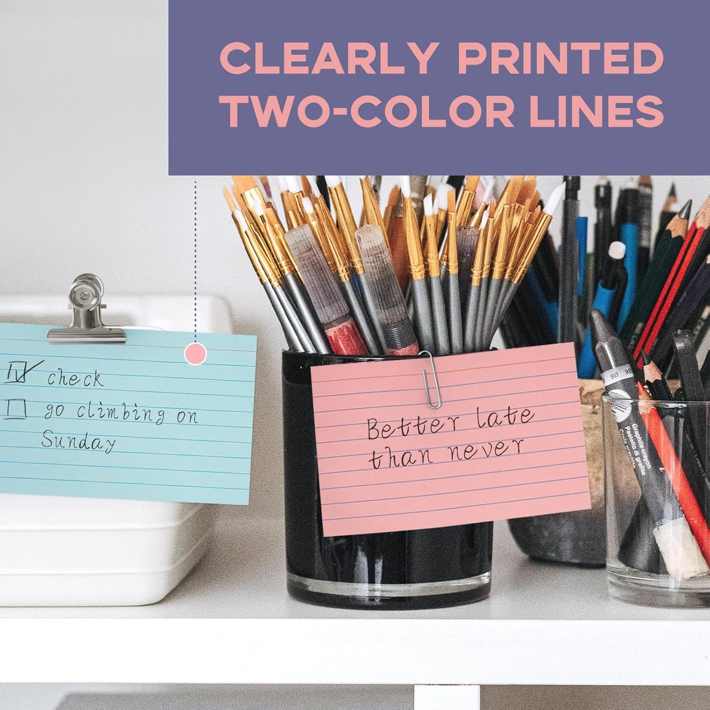 300PCS Colored Index Cards 4x6, Goefun Ruled Notecards, 6 Color Flashcards for Studying, Recipes, Memo Cards, Office Supply, DIY, Presentation