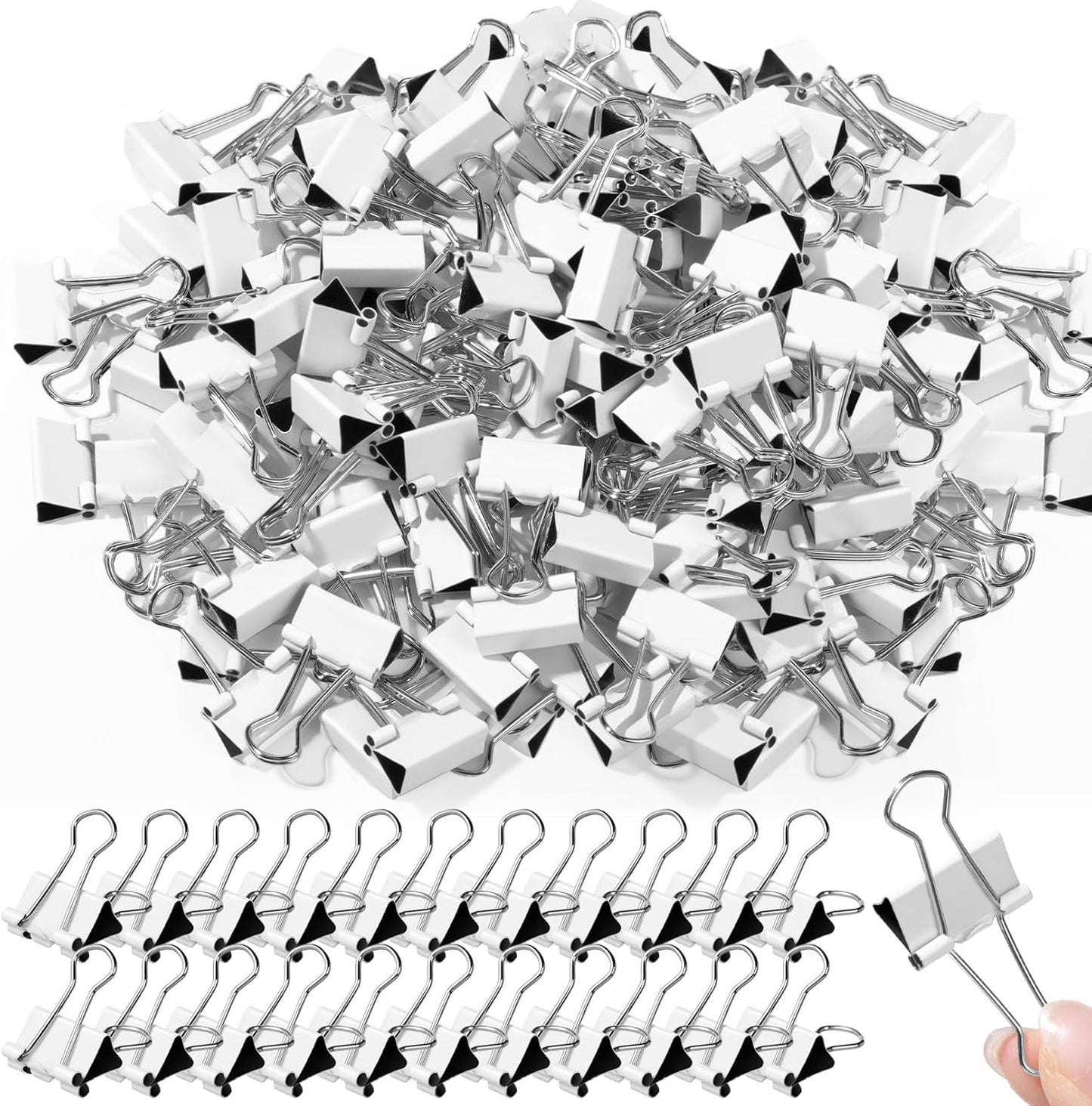 Jetec 100 Pack 0. 75in/19mm White Metal Binder Clips Bulk Medium Reusable Fold Back Binder Clips Paper Clamps Spring Steel Sturdy for Home Office School Supplies