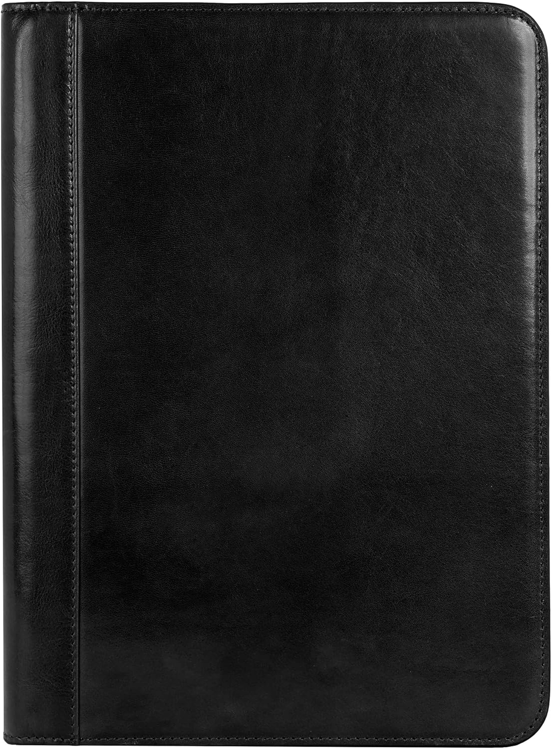 Time Resistance Leather Portfolio - A4 Document Folder - Italian Handcrafted Padfolio Organizer (Black) - Gift Box Included