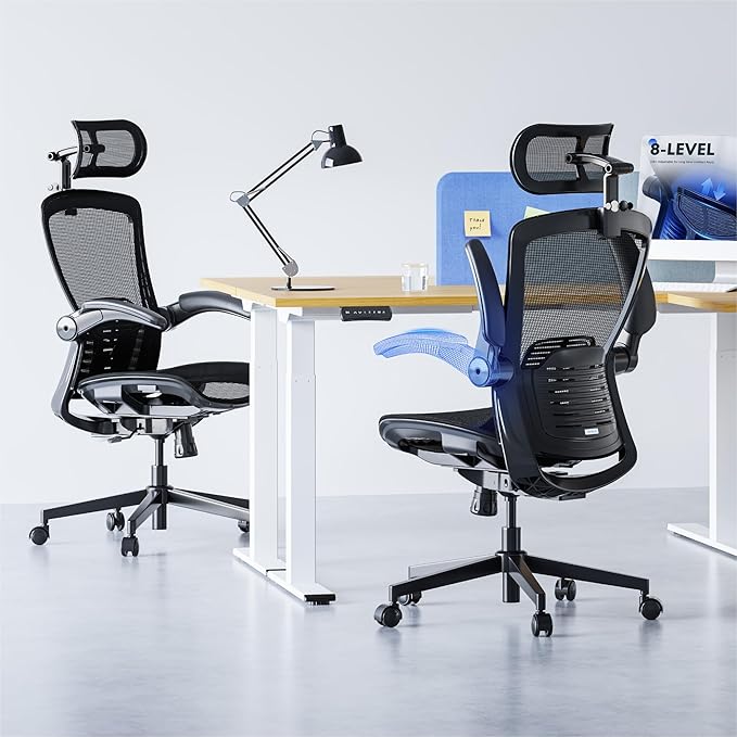FLEXISPOT OC3 Pro Ergonomic Office Chair High Back Computer Chair with Flip-up Armrest/8-Level Lumbar Support, Breathable Mesh Seat Cushion Backrest, Chairs for Home Office Gaming Working, Black