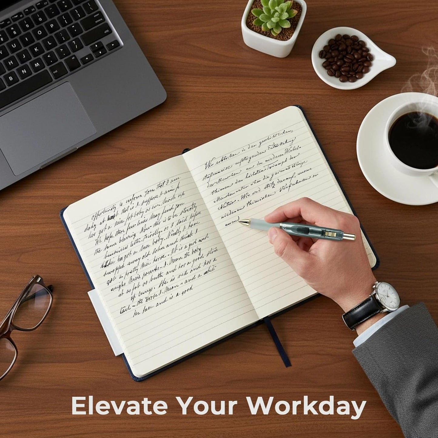 SUIN A5 Hardcover Notebook, 5.5" x 8.3", 100gsm, 160 Pages, Journal for Writing, Notebooks for work - No-Bleed Paper, Inner Pocket, Elastic Closure & Ribbon Bookmark, Black-1Pack