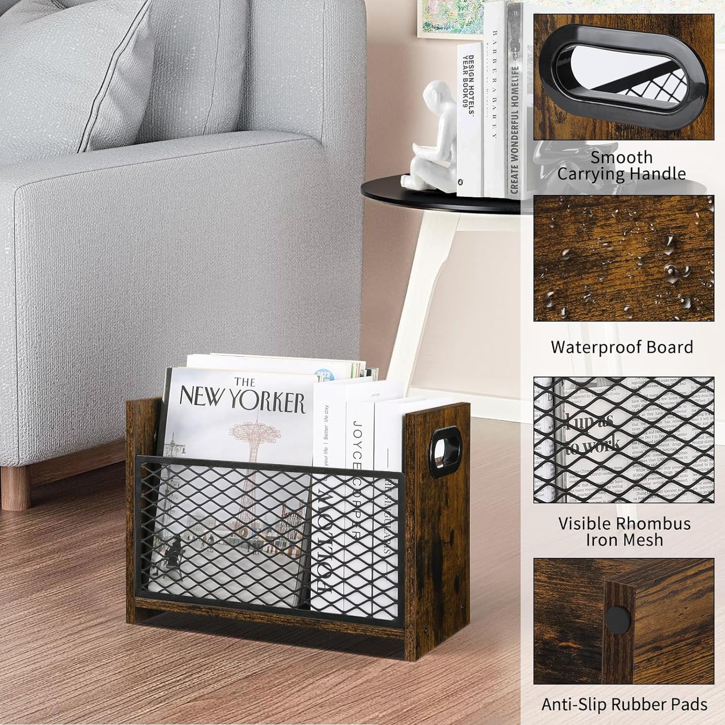 YINMIT Magazine Holder, Magazine Rack Floor, Magazine Storage Basket, File Holder Organizer, Folder Organizer for Magazines, Books, Newspapers, Tablets (Medium)