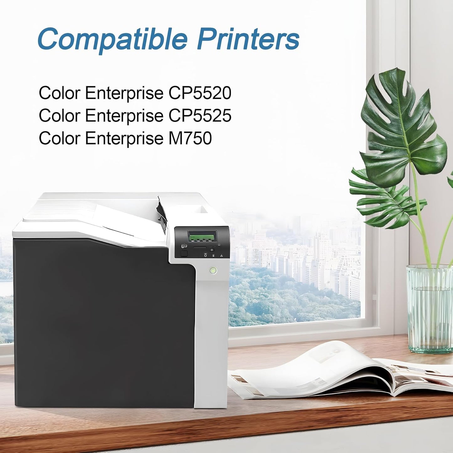 650A Toner Cartridges(with Chip) 4 Pack Compatible with 650A Toner Cartridges CE270A CE271A CE272A CE273A for Enterprise CP5525 CP5520 M750 Printer (Black Cyan Magenta Yellow)