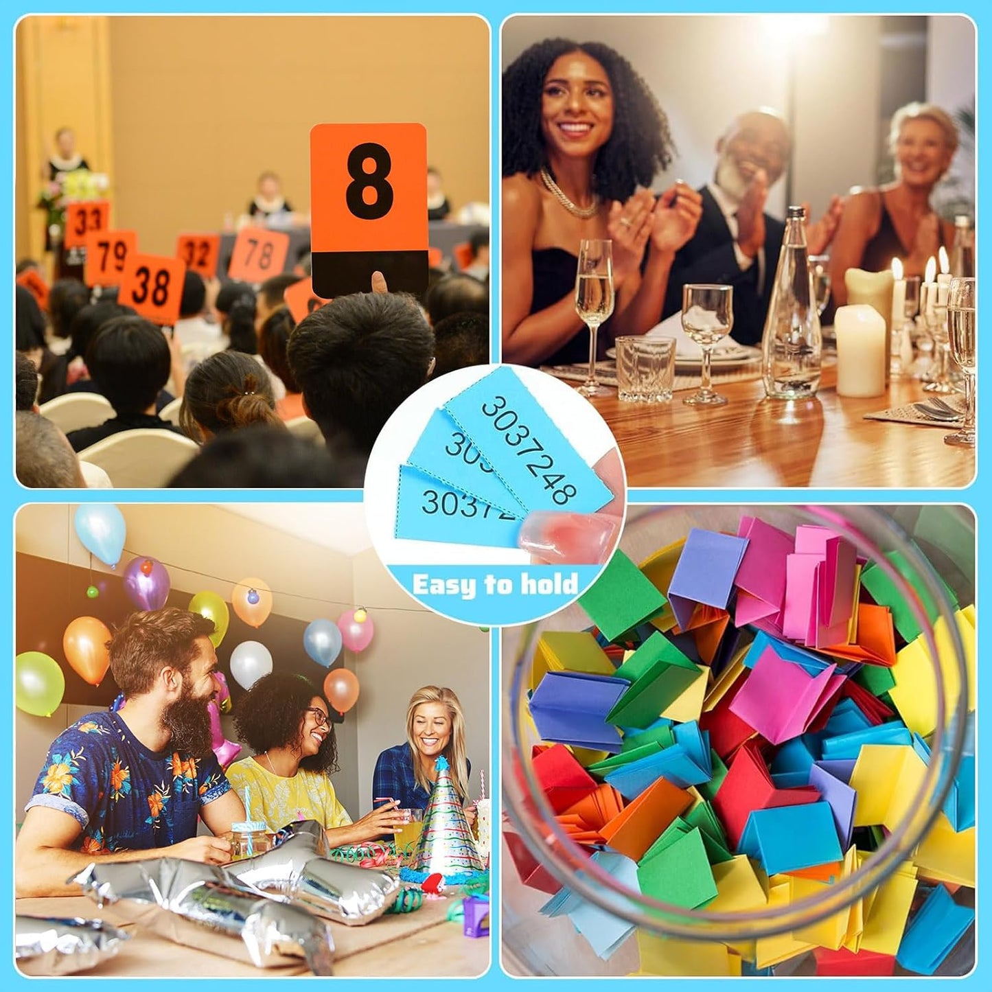 Kosiz 504 Sheets 25 Bid Raffle Ticket with Different Numbers Per Sheet Chinese Auction Tickets for Events Church Basket Auction Silent (Blue)