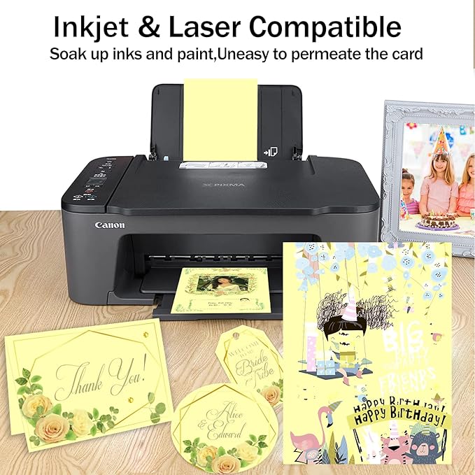 100 Sheets Yellow Cardstock 8.5 x 11 Thick Paper, Goefun 80lb Card Stock Printer Paper for Invitations, Menus, Wedding, DIY Cards