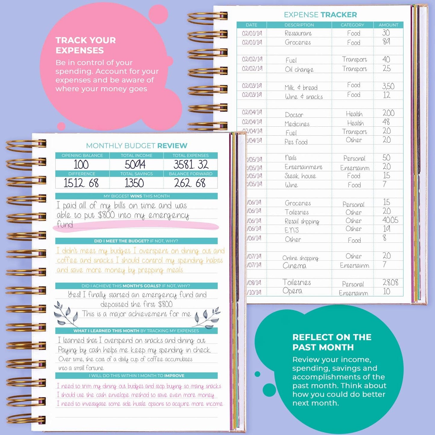 Clever Fox Budget Planner & Monthly Bill Organizer With Pockets. Expense Tracker, Budgeting Journal & Financial Book. Medium, 5.1x8.2" (Rose Gold)