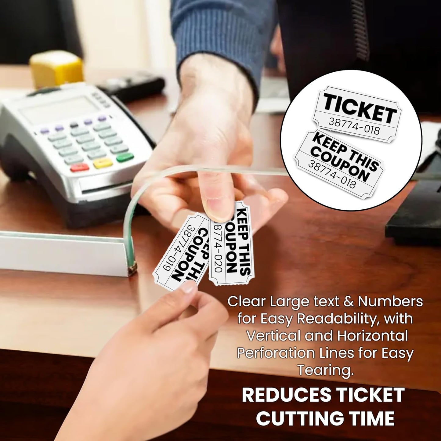 Pm Company 1000 White Raffle Tickets Double Roll, 50/50 Raffle Tickets for Events, Carnivals, Fundraisers, Classroom Rewards, and Prizes - Premium Quality