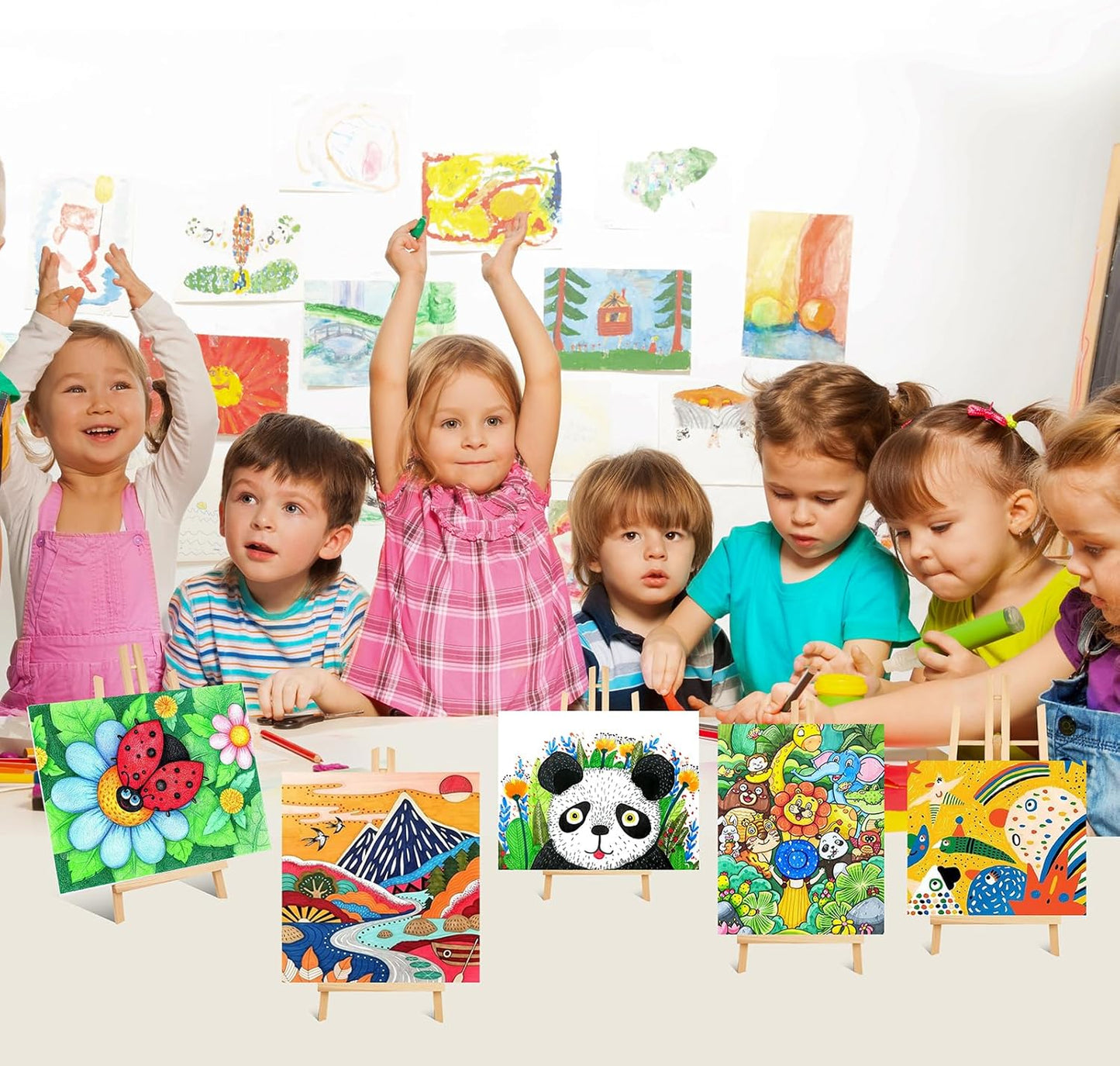 ESRICH 16Pack 11.8" Wood Easels,Tabletop Easel for Painting,Painting Party, Displaying Canvases, Kids Student Table School Desktop, Portable Canvas Photo Picture Sign Holder