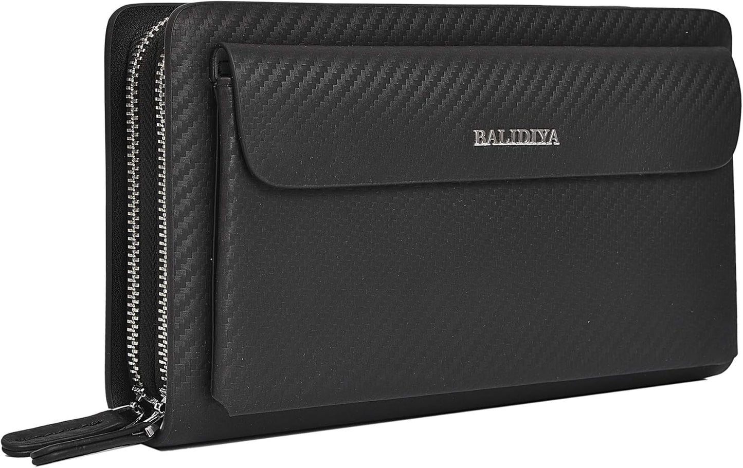 Leather Men Clutch Bag Long Wallet Purse Card Holder Case Business Large Clutch with Double Zip Handbag