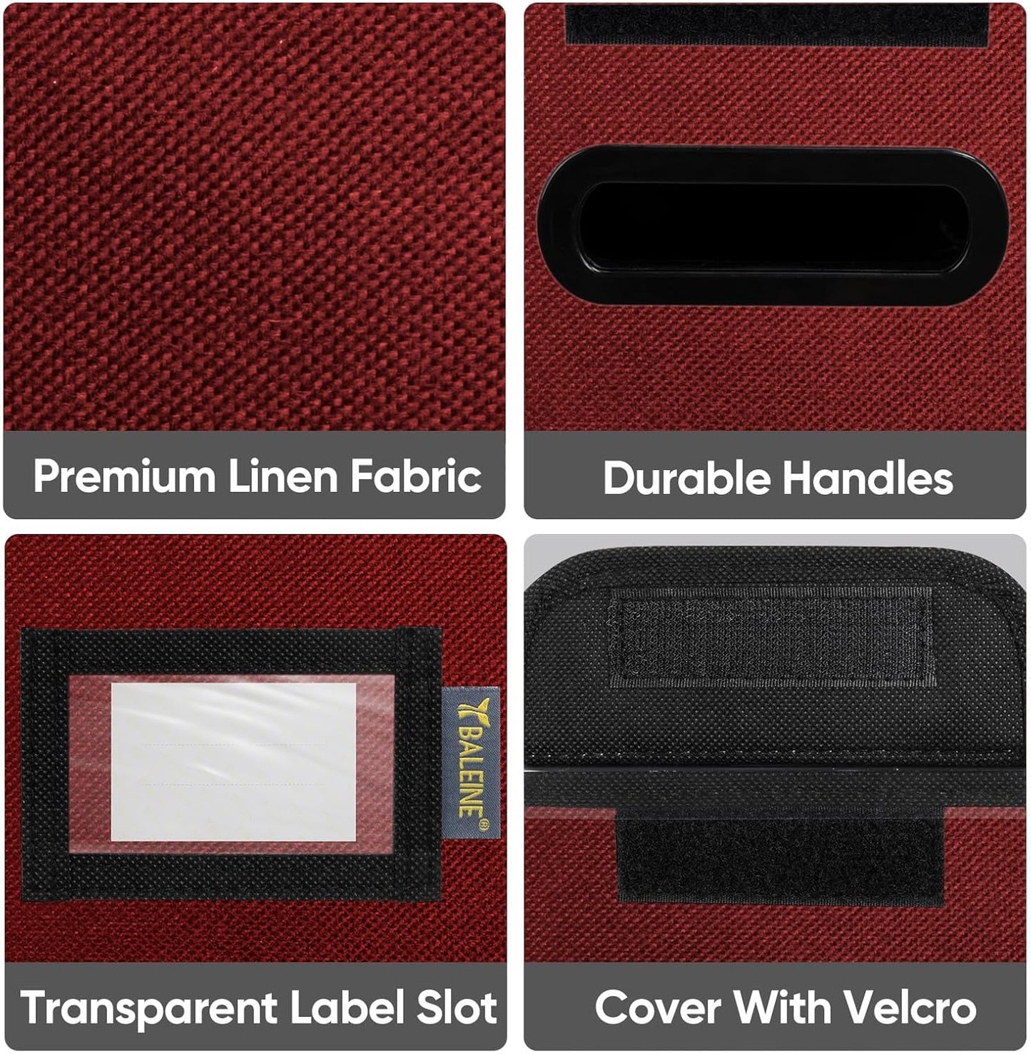 BALEINE File Organizer Box with Lid, Collapsible File Folder Organizer with Plastic Slide, Hanging File Folder Box for Office Document Storage (1 Pack, Red, S)