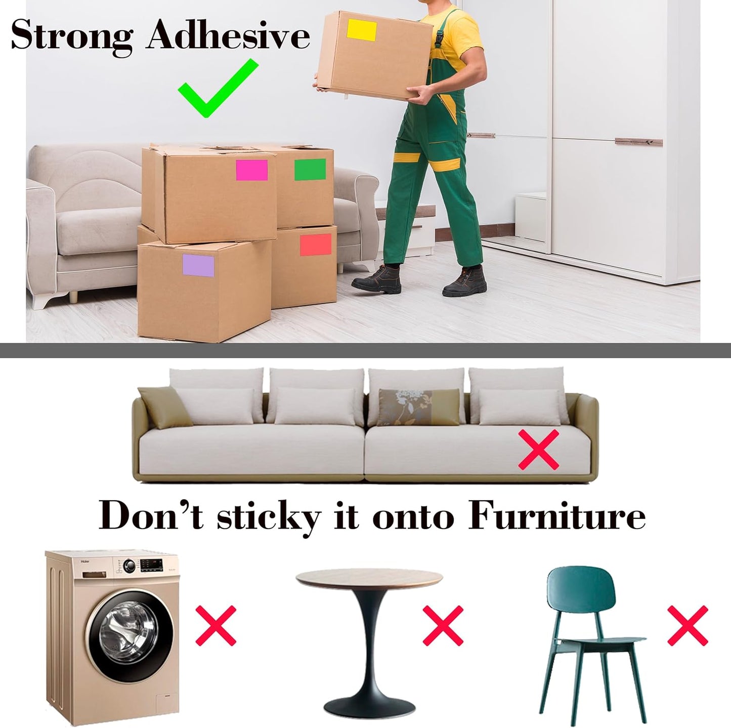 YSHIHE Colored Labels Stickers 3" x 2" Large Color Coding Labels in 12 Assorted Colors Rectangle Name Tags Moving Labels - 480 Pack