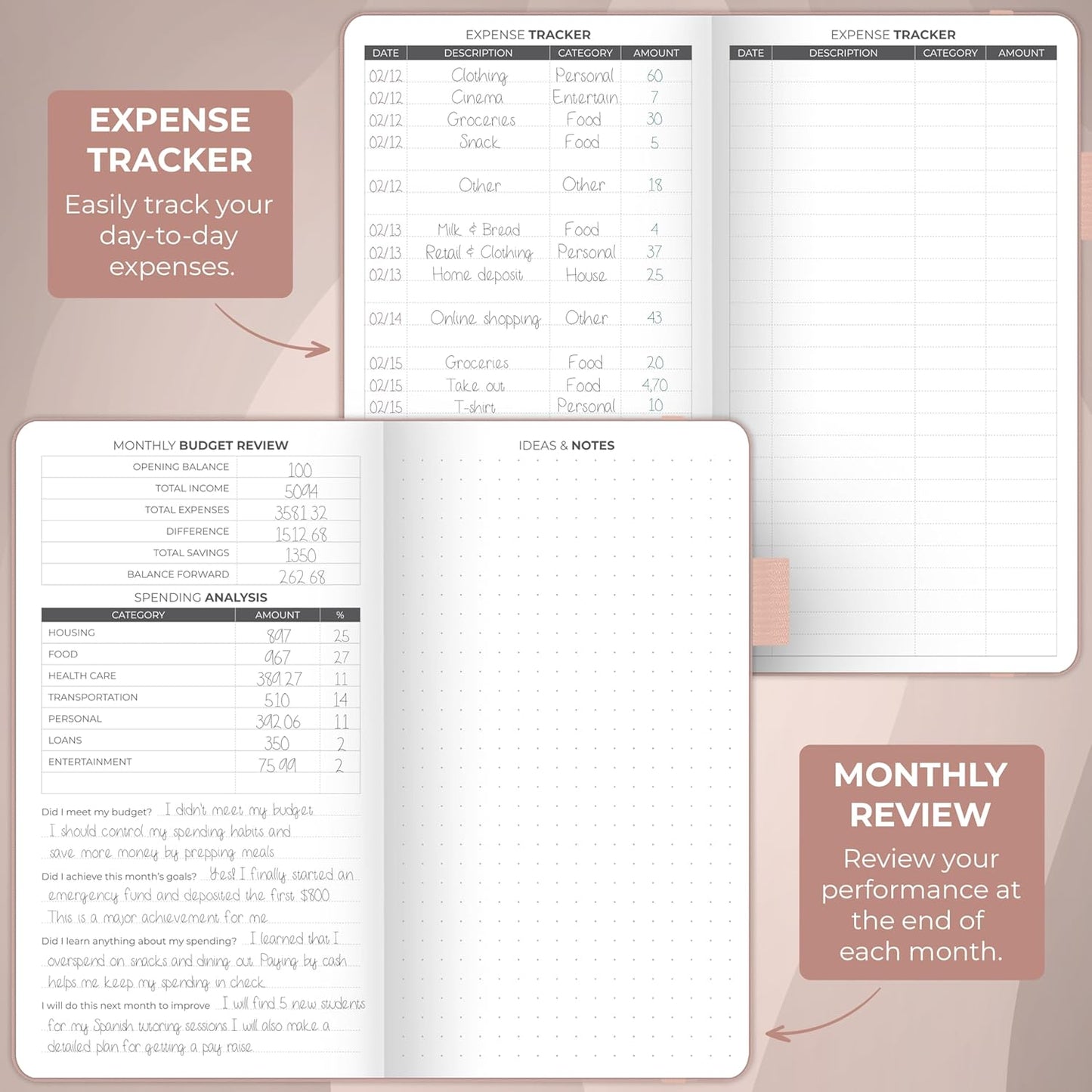 Clever Fox Budget Planner Pocket – Mini Expense Tracker Notebook. Monthly Budgeting Organizer, Finance Logbook & Accounts Book, Small (Rose Gold)