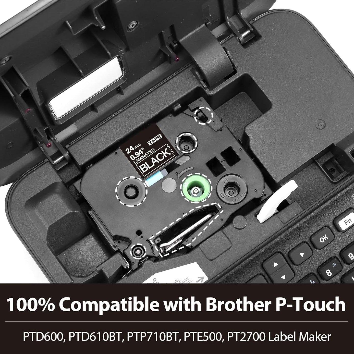 Label KINGDOM TZe-355 24mm Black Label Tape Replacement for Brother TZe355 1 Inch White on Black TZe Tape 0.94 Compatible with Brother P Touch 24mm Tape for PTD600 PTP710BT PTP700 PT2730, 3-Pack