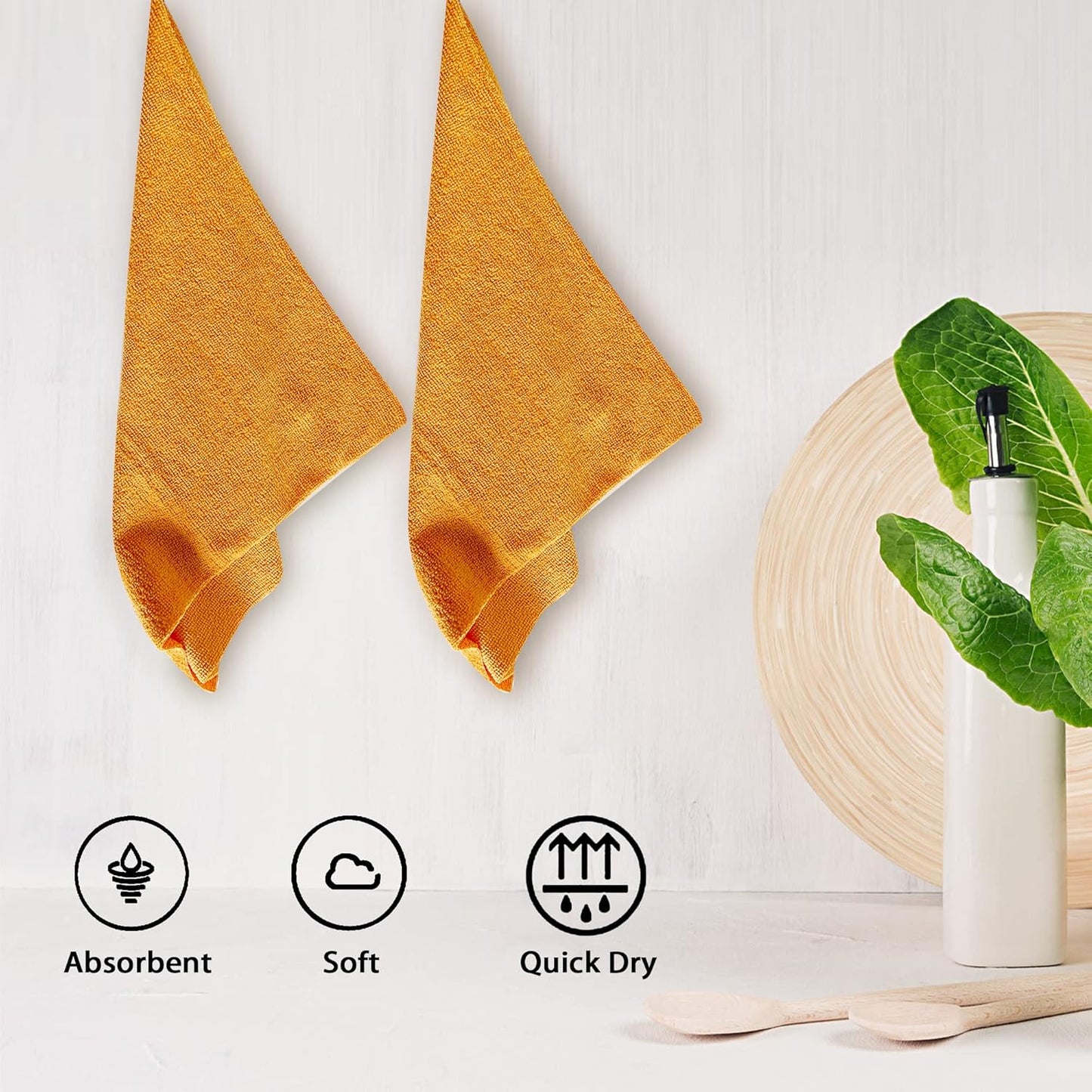 Reusable Microfiber Wipes, 50 Packs, Size 14 inches x 14 inches (Orange)