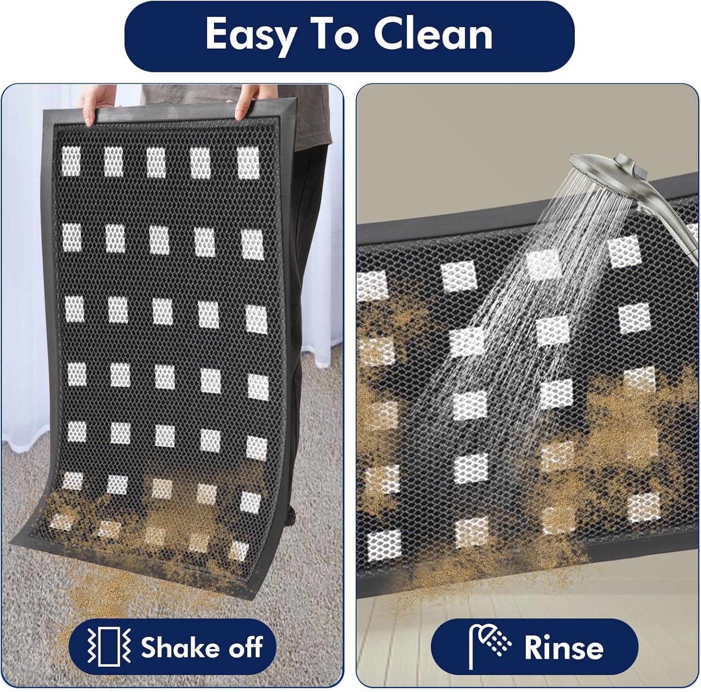 Front Door Mat Indoor/Outside Entrance 35"x24" Waterproof,Rubber Heavy Duty Outdoor Rug for Back Door Dirt Trapping,All Weather Entryway Mat,Black and White