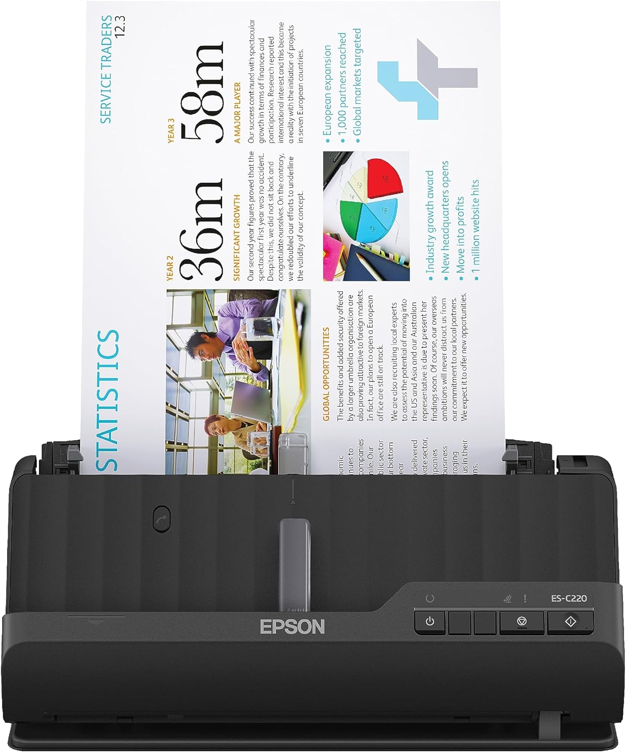 Epson Workforce ES-C220 Compact Desktop Document Scanner with 2-Sided Scanning and Auto Document Feeder (ADF) for PC and Mac
