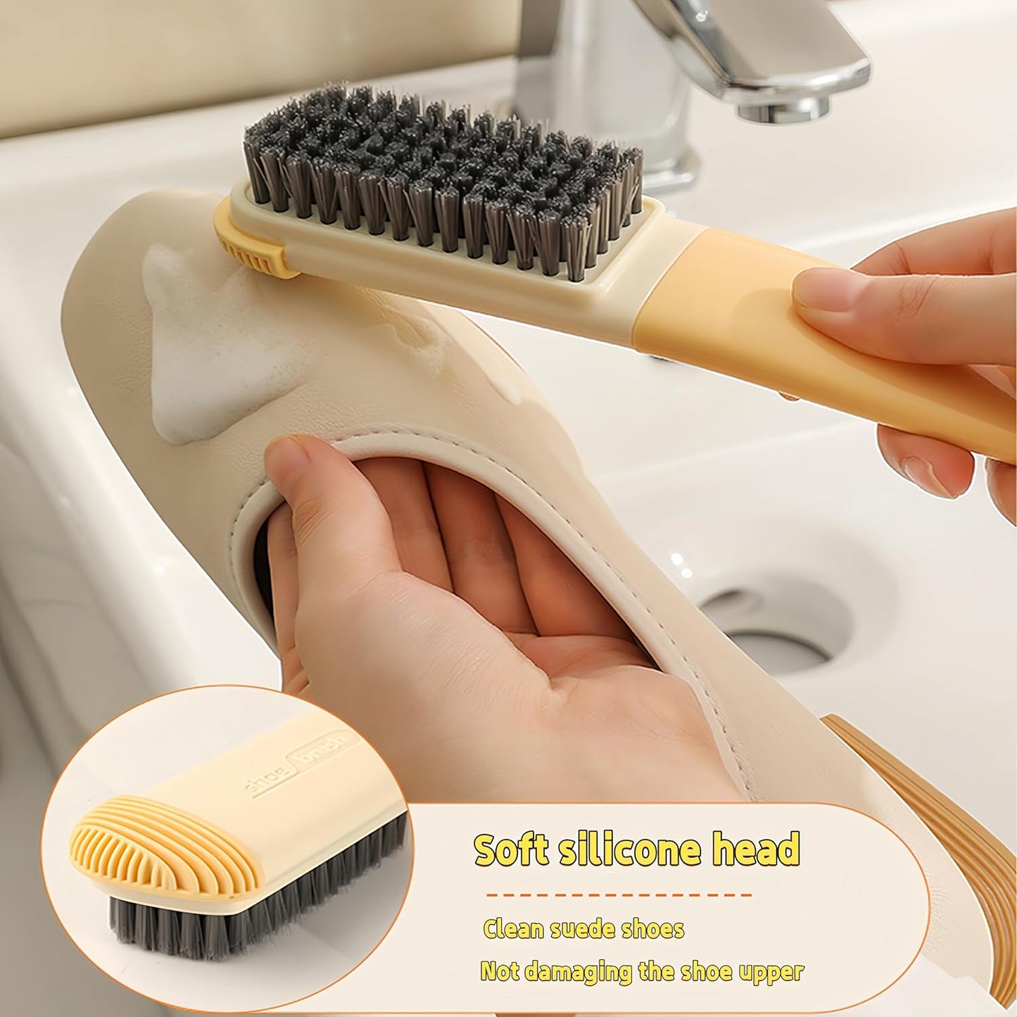 Cleaning Brush Household Small Laundry Brush for Soft Bristle Scrub Clothes Shoe Underwear Fabric Hand Cleaning Brush (B-Gray)