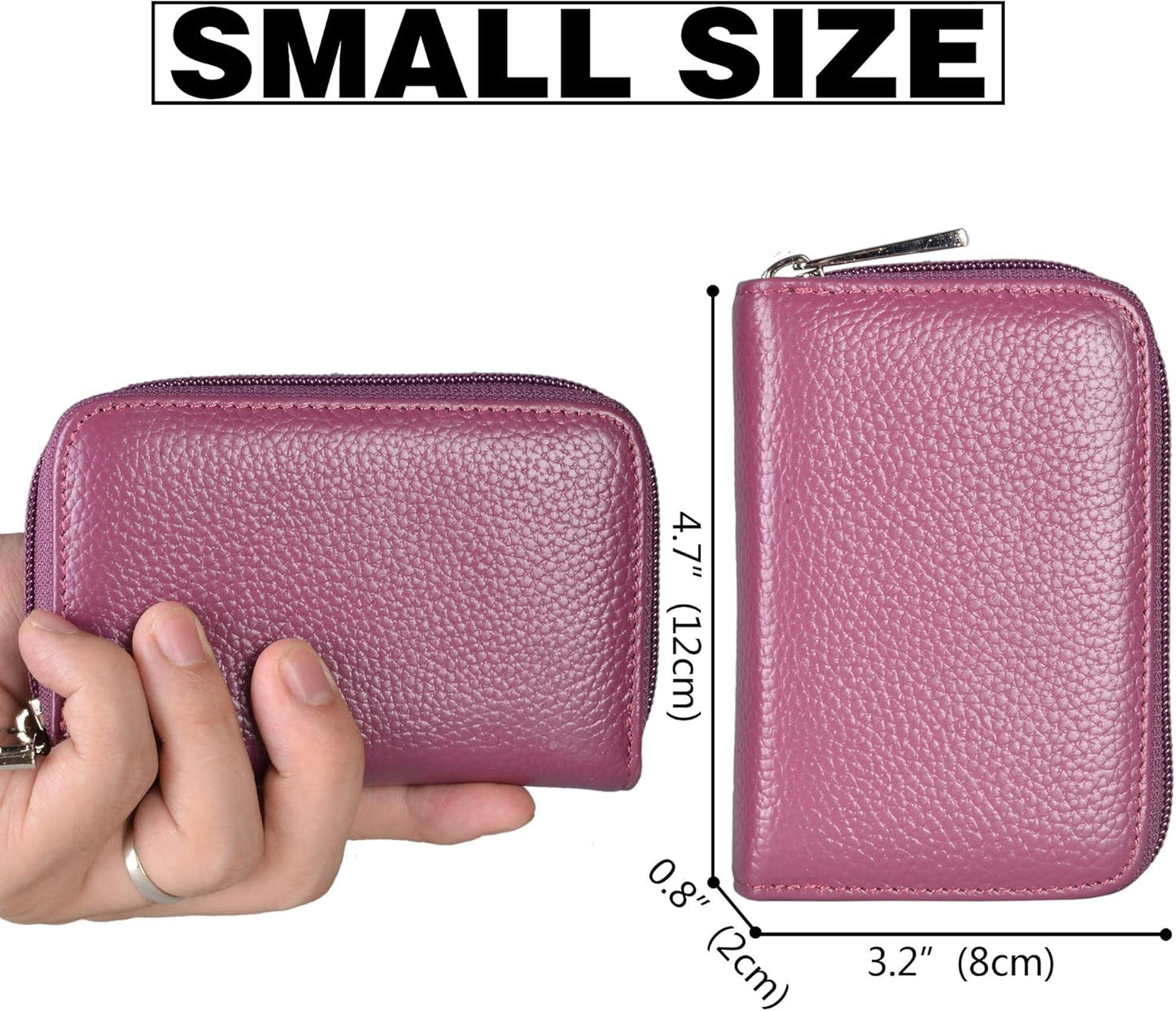 Easyoulife Genuine Leather Credit Card Holder Zipper Wallet With 26 Card Slots