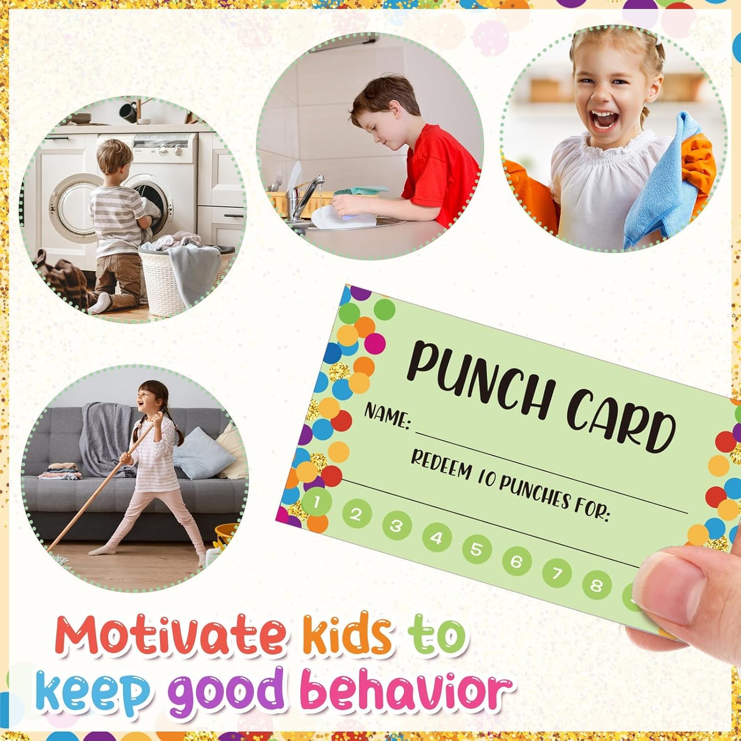 Fumete 400 Pcs Punch Cards for Classroom Reward Cards Behavior Incentive Loyalty Awards for Kids Students Teachers School Business, 8 Styles, 3.5 x 2 in(10 Polka Dots Punches Style)