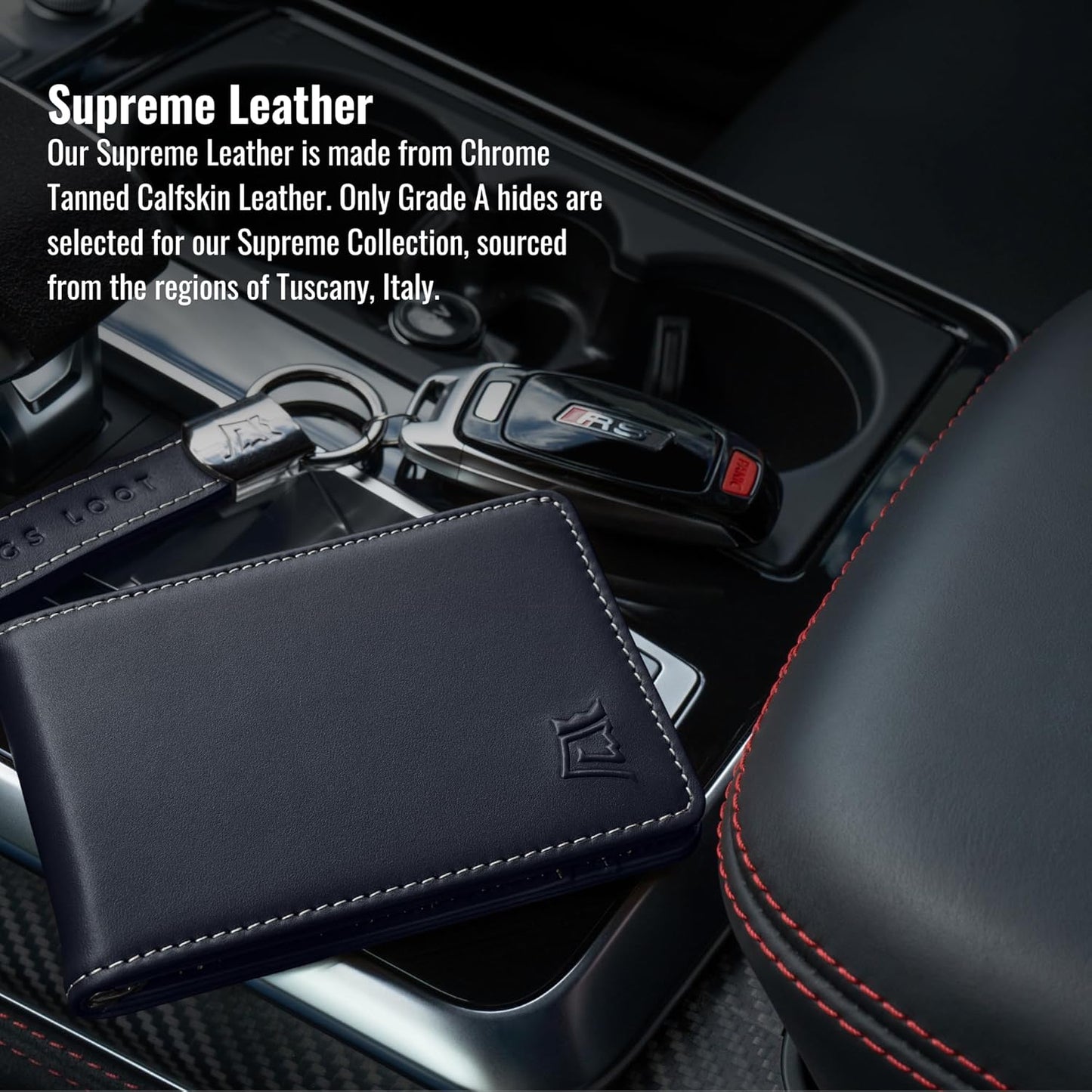 Kings Loot Wallet for Men | Minimalist Slim RFID Blocking Leather Design with Cash Pocket & Card Pull Strap | Holds 1-15 Cards | Stylish & Durable Wallets (Sapphire)