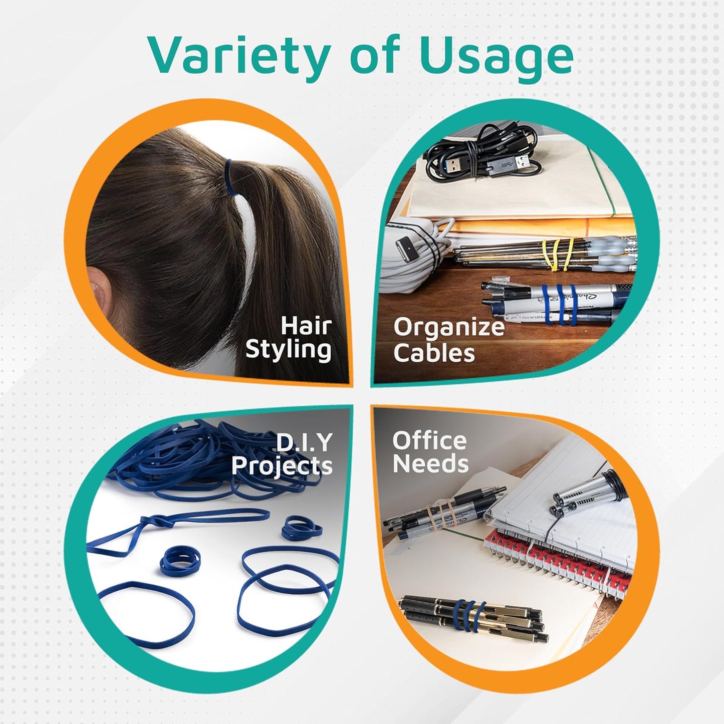 PlasticMill Blue Rubber Bands Size 33 (3 1/2" x 1/8") - #33 Colored Rubber Bands Office Supplies - Strong, Elastic Bands for Crafts, Balloon Garland, Cash, File Folders (100-Pack)