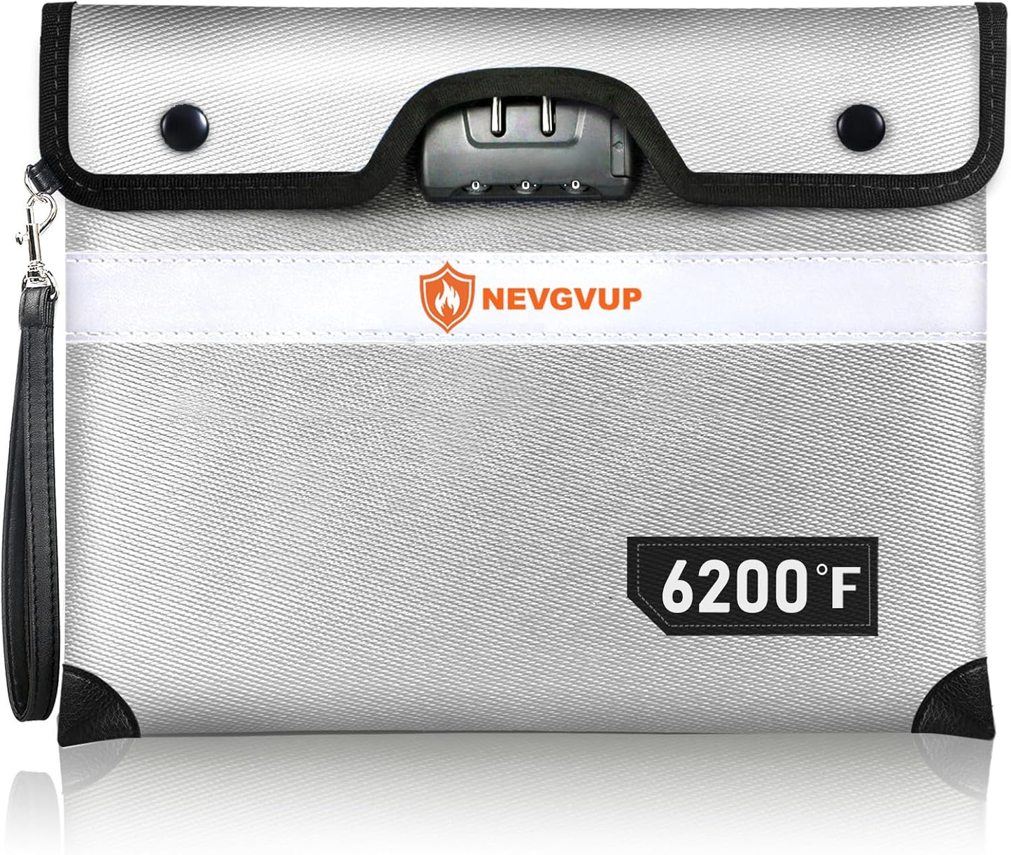 6200°F Fireproof Document Bag with Lock, Upgraded Fire proof Money Bag for Cash with Zipper/Reflective Strip, 9 Layer of Heat Insulated Material, Water Resistant Fireproof Bags for Documents,Safe Bags