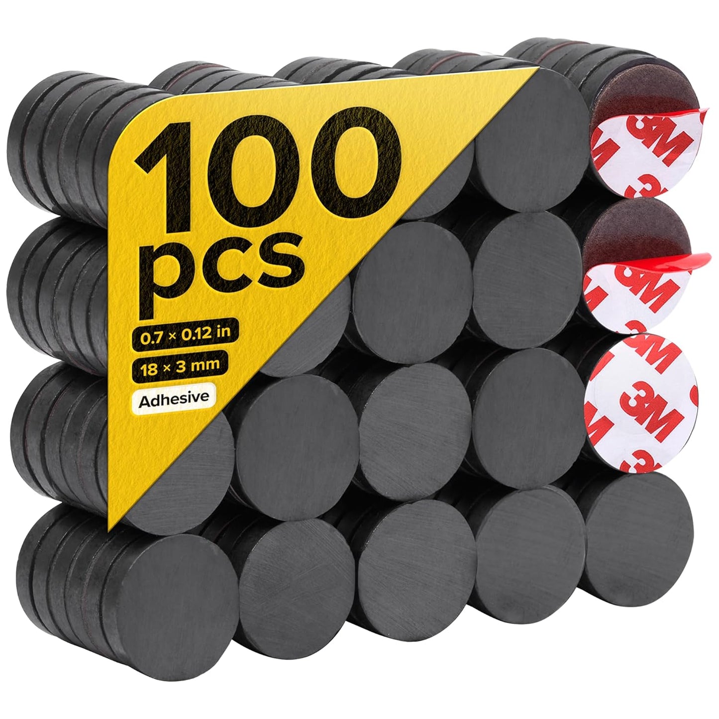 X-bet MAGNET Strong Magnets with Adhesive Backing - Heavy Duty Sticky Magnets, Refrigerator (0.7"x0.12", 100 PCs)