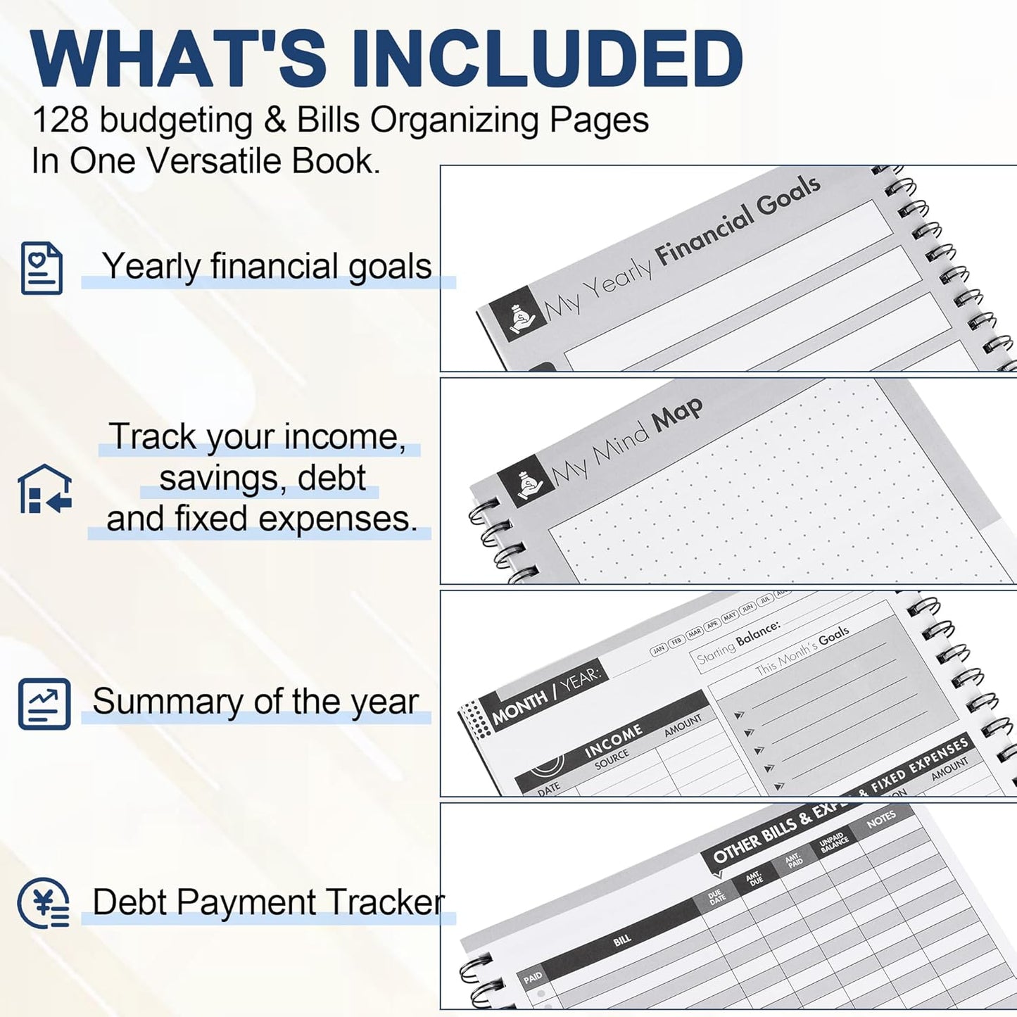 Monthly Bill Payment Checklist: Bill Tracker Notebook With Spiral Binding 8"x10" The 4-Year Guide for Families & Money Managers, 960 Billing Records Included (Blue)