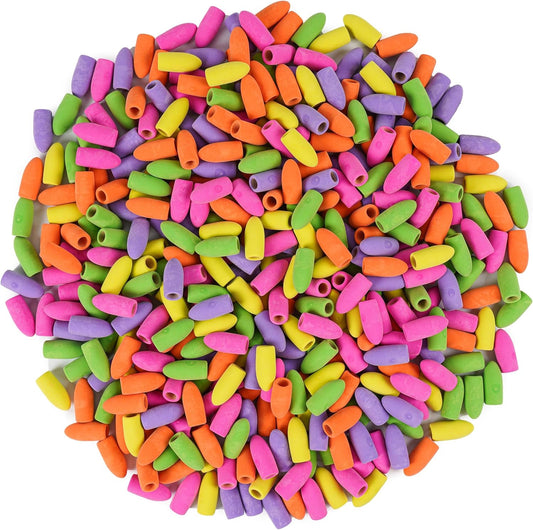 400 Pack Pencil Eraser Caps Latex Free Pencil Pencil Eraser Toppers, Round Arrowhead Caps Erasers School Erasers for School Supplies for Teachers, Assorted Color (Deep Color)
