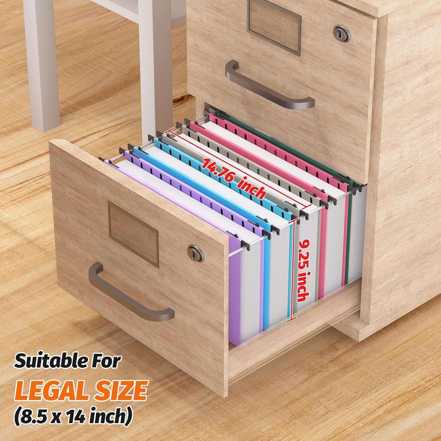 Extra Capacity Legal Size Plastic Hanging File Folders,12 Pack Reinforced Legal Size Hanging Folder with Heavy Duty 2 Inch Expansion,for Bulky Files, Medical Charts,Assorted Colors