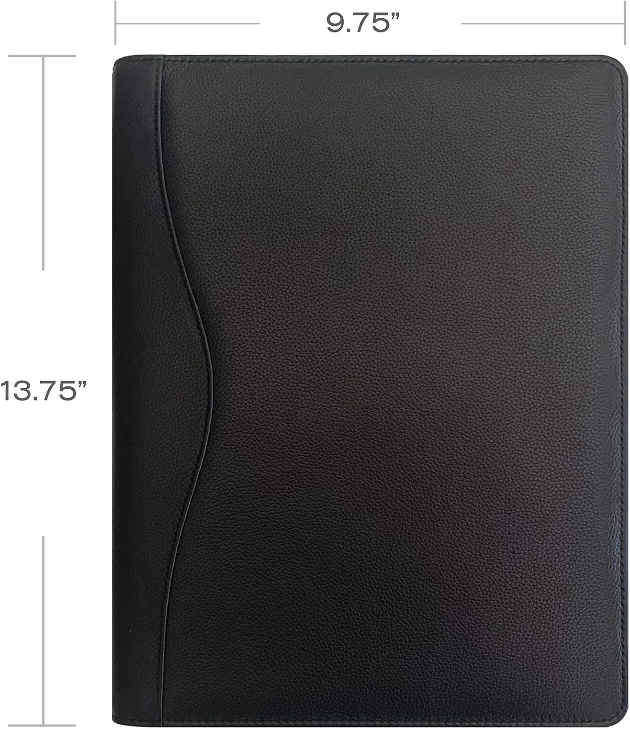Personalized Premium Genuine Leather Portfolio Folder, Padfolio for Men and Women, with Business Card Holder, Pockets, Pen Loop, Document Organizer - Black