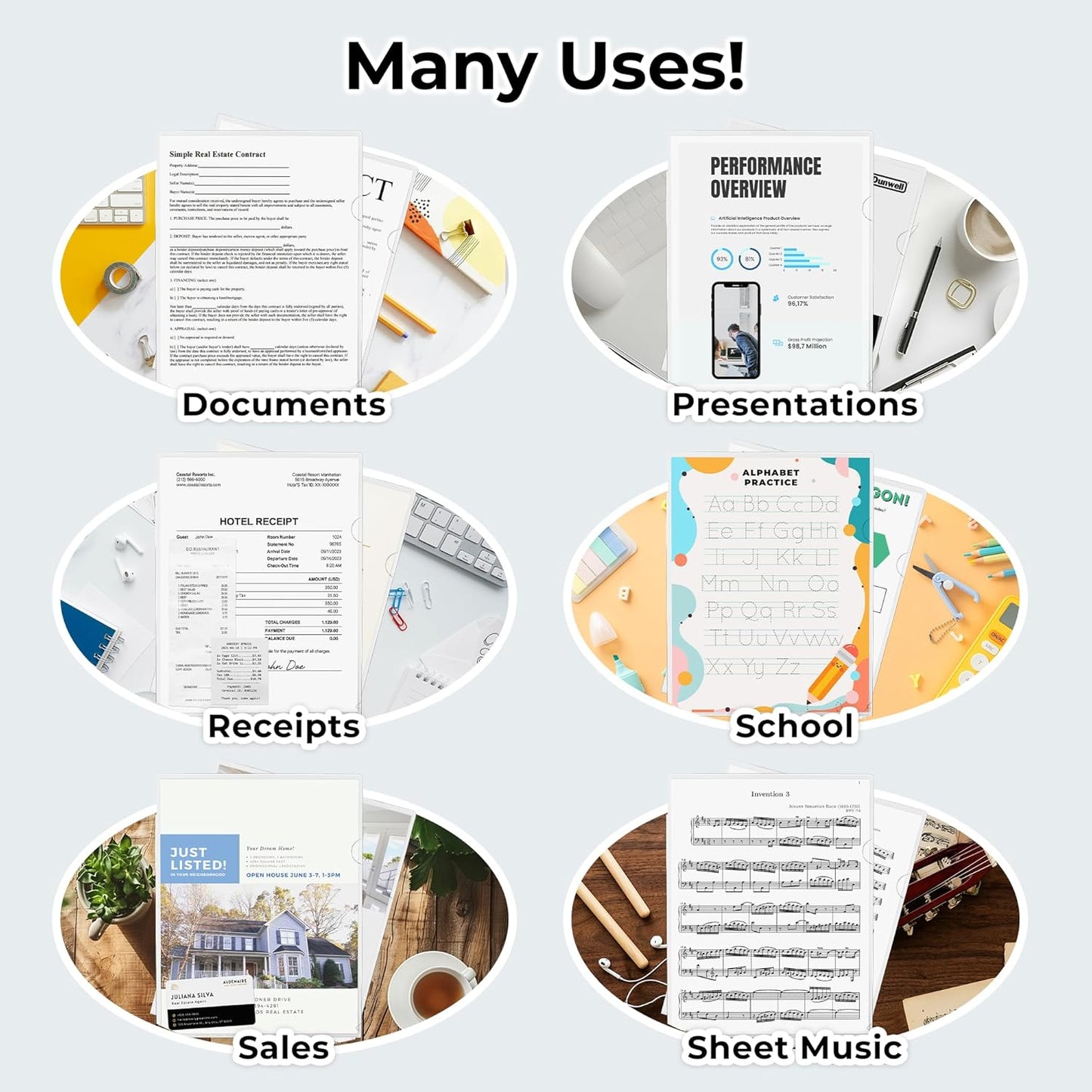 Dunwell Clear Folders for Documents, Plastic 8.5x11 File Sleeves for Document Protection, Filing, Storage, Organization (12 Pack) Transparent Folders with Pockets, Durable Letter Size Document Holder