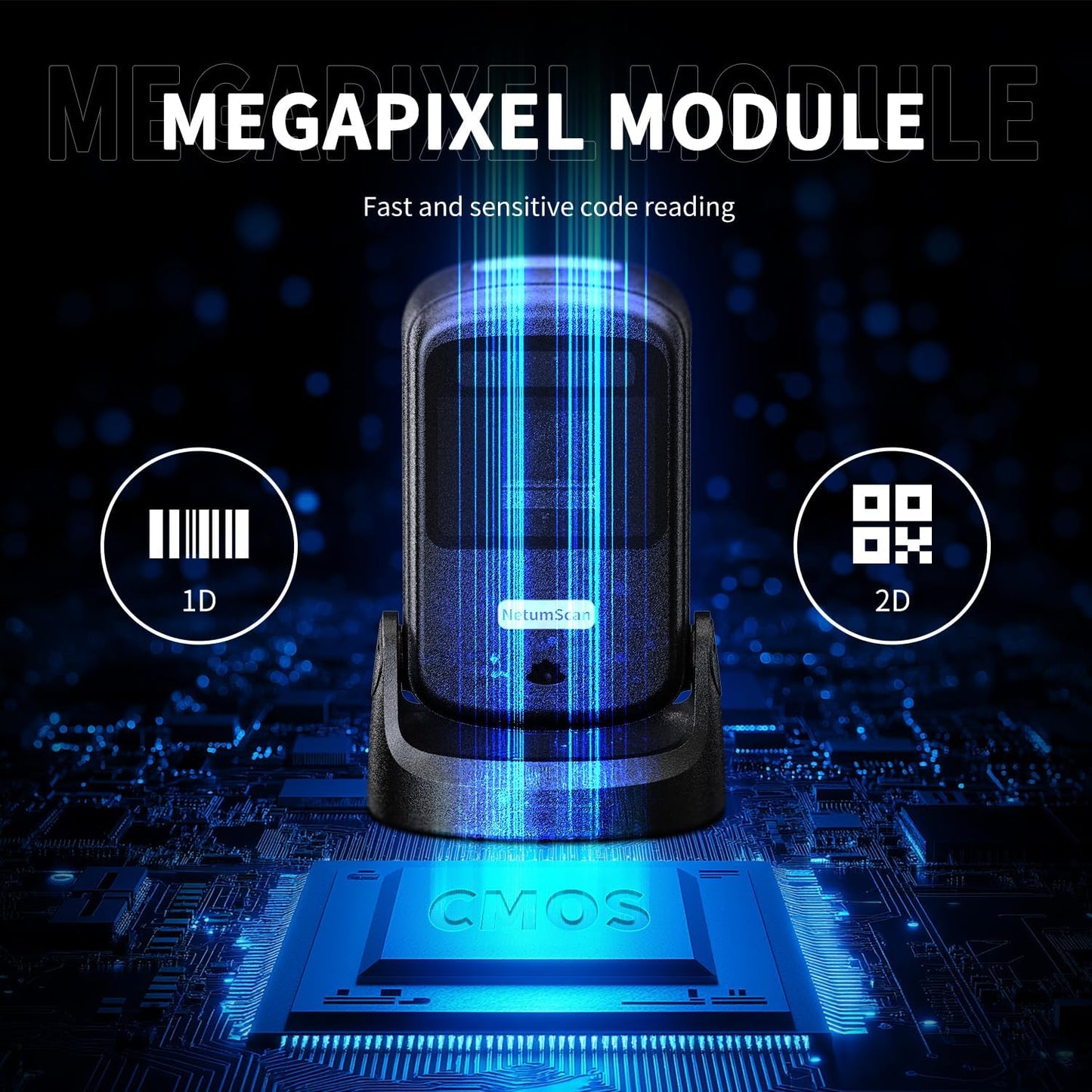 NetumScan Automatic Hands-Free Barcode Scanner - 1D/2D Desktop USB Wired Scanner for Retail Store, Warehouse, Supermarket, POS System, Checkout Counter (Windows/Mac/Linux)