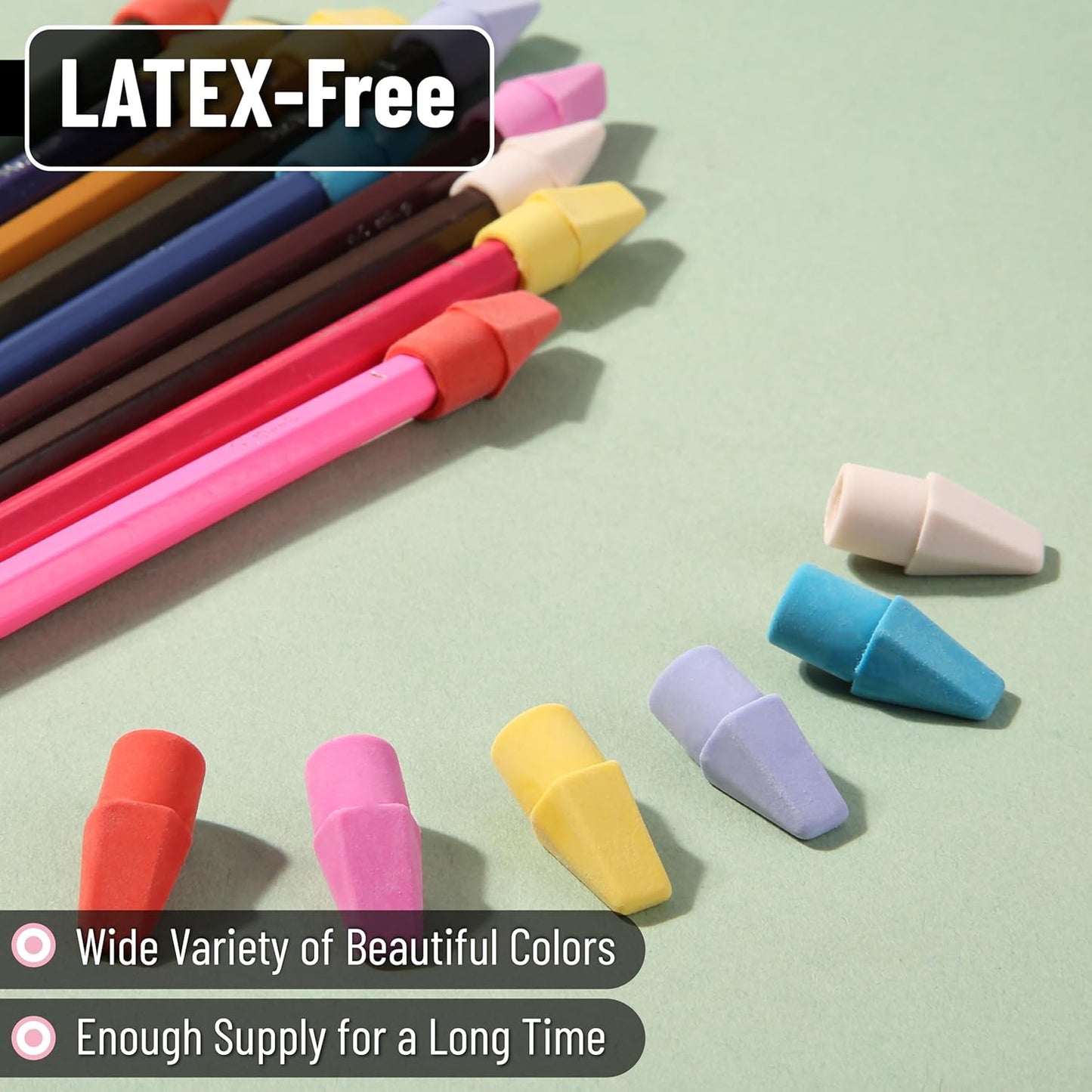 Mr. Pen- Pencil Erasers Toppers, 120 Pack, Colorful, Latex Free, No Smudge, Mr Pen Erasers for Pencils, Pencil Top Erasers, Eraser Caps, Eraser Tops