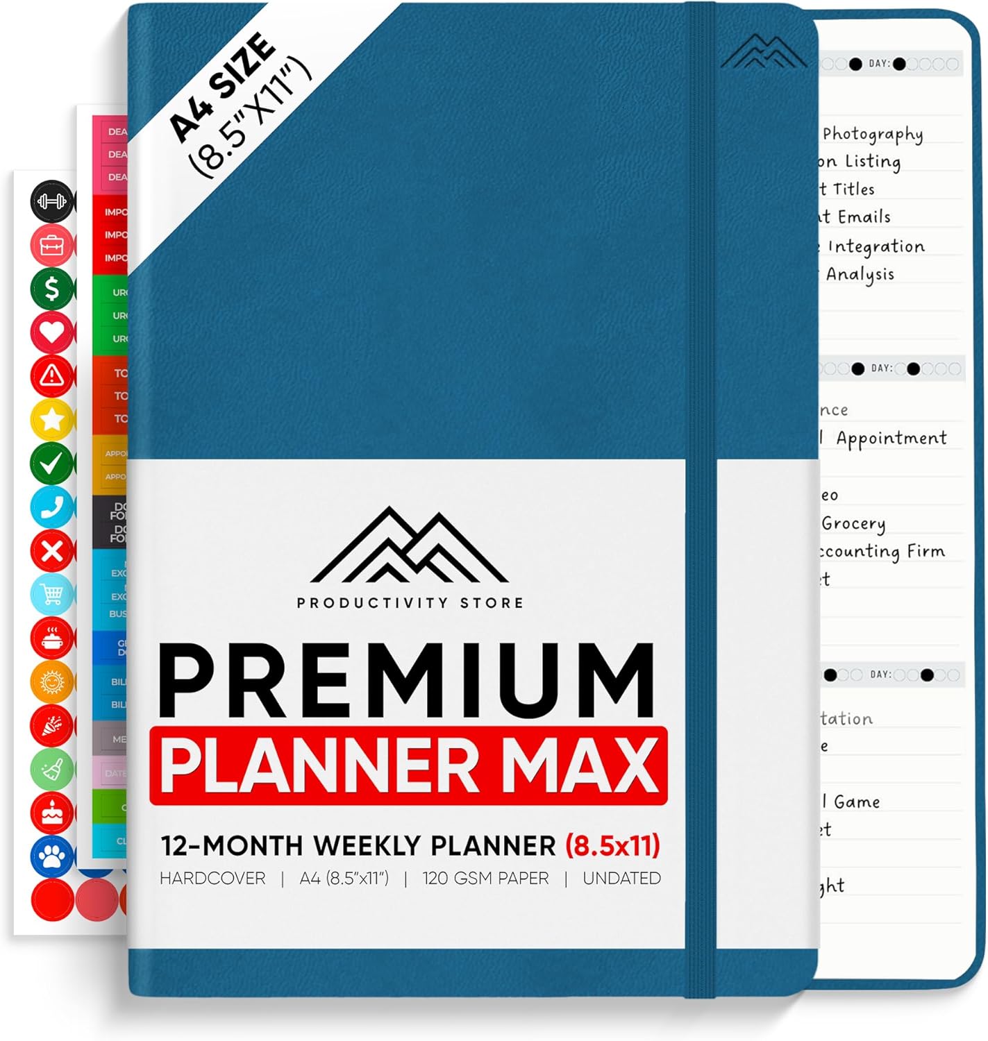 Undated, 2025 Planner, 8.5" x 11" - The #1 Productivity Planner to Achieve Your 2025 Goals - Planner 2025-2026 by PRODUCTIVITY STORE (A4, NAVY BLUE)